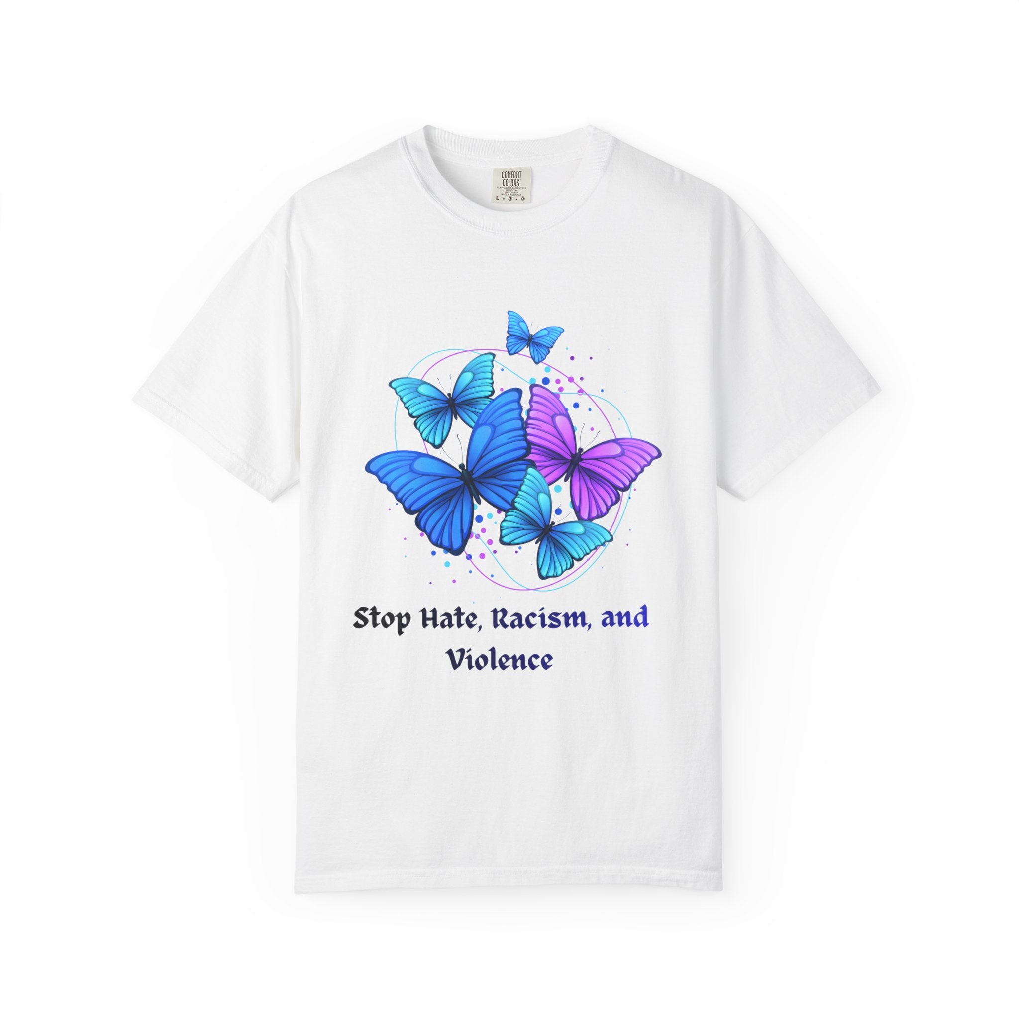Butterfly Peace T-Shirt — "Stop Hate, Racism, and Violence" Anti-Violence Tee