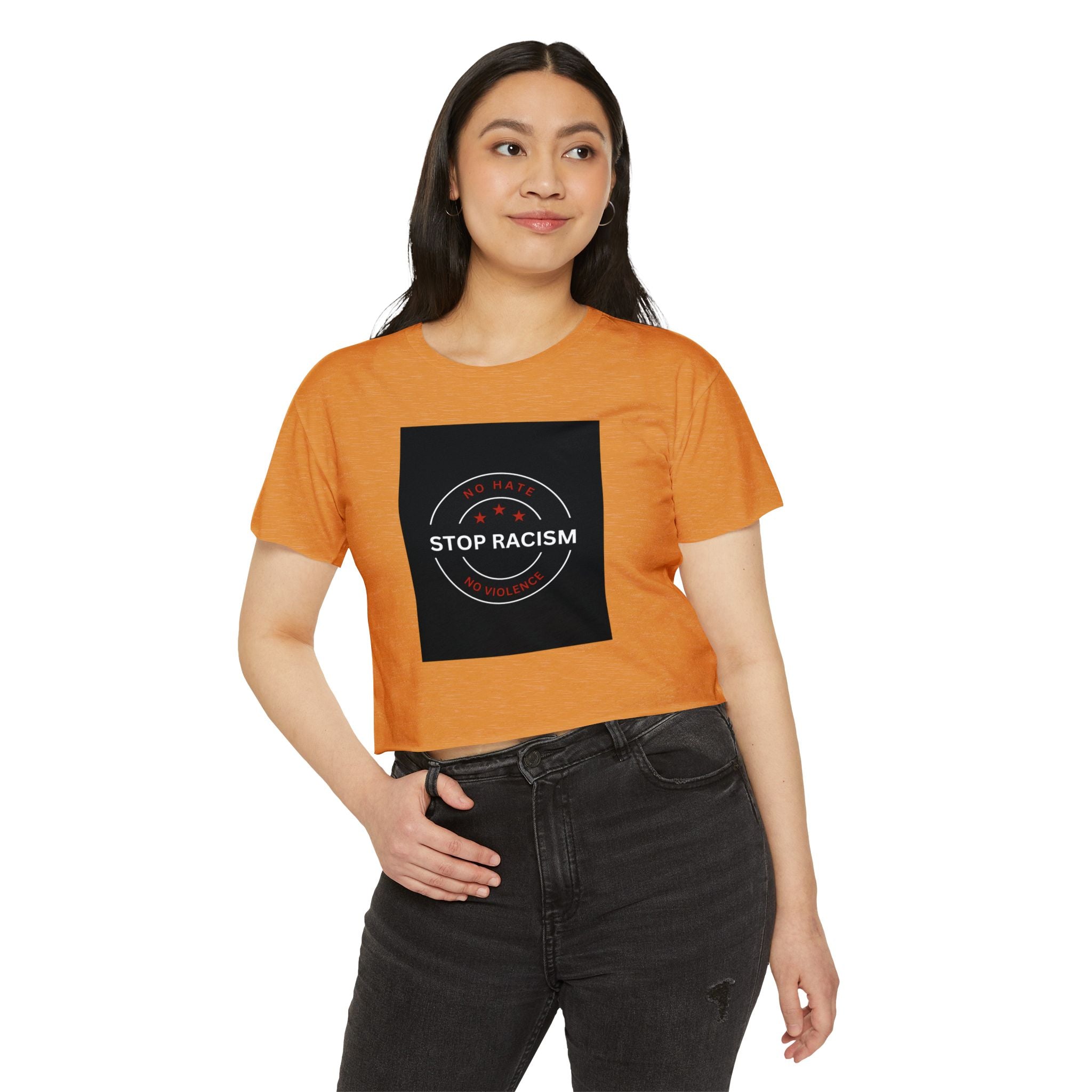 Stop Racism Crop Top — Anti-Racism Statement Women's Festival Tee