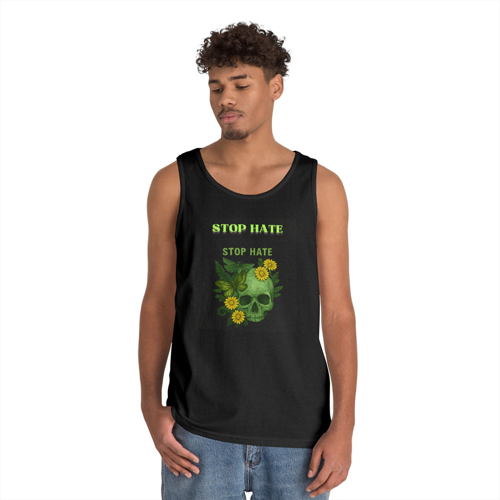 Stop Hate Floral Skull Tank Top — Anti-Hate Graphic Tank