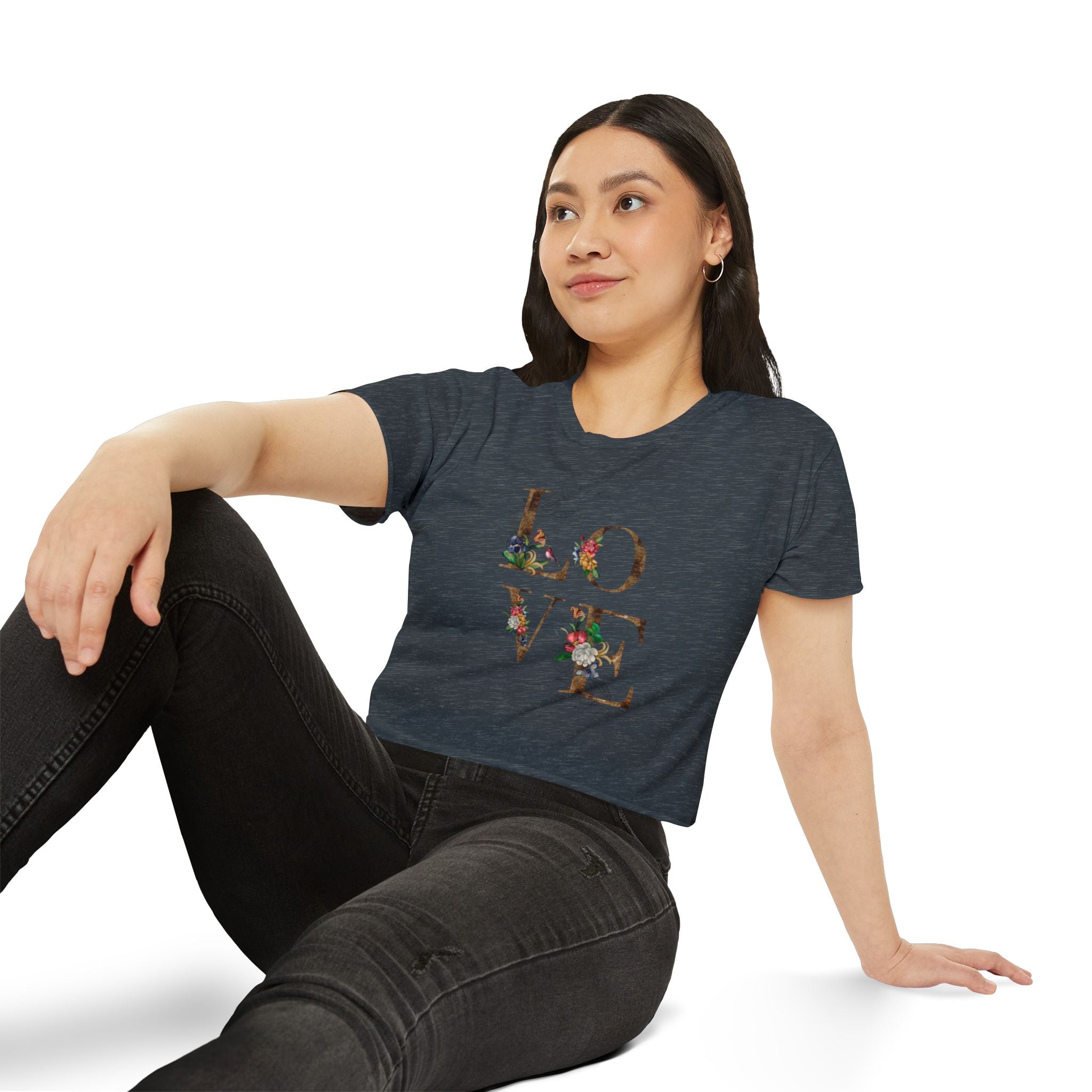 LOVE Floral Crop Top — Women's Festival Graphic Tee