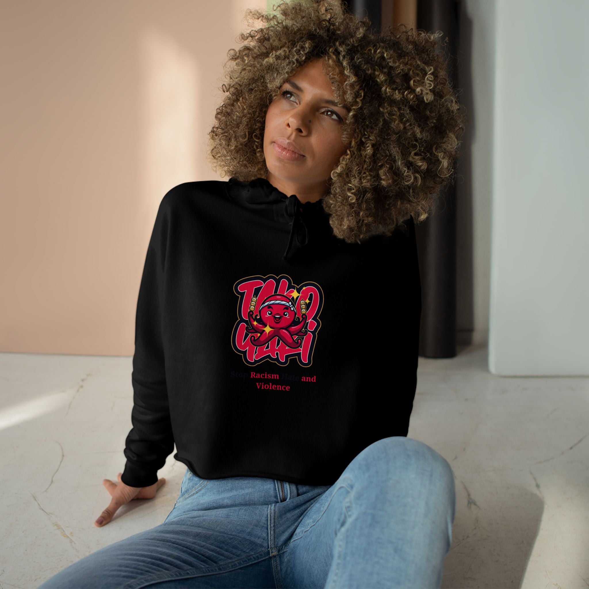 Crop Hoodie – Stop Gender-Based Violence Graphic Crop Hoodie