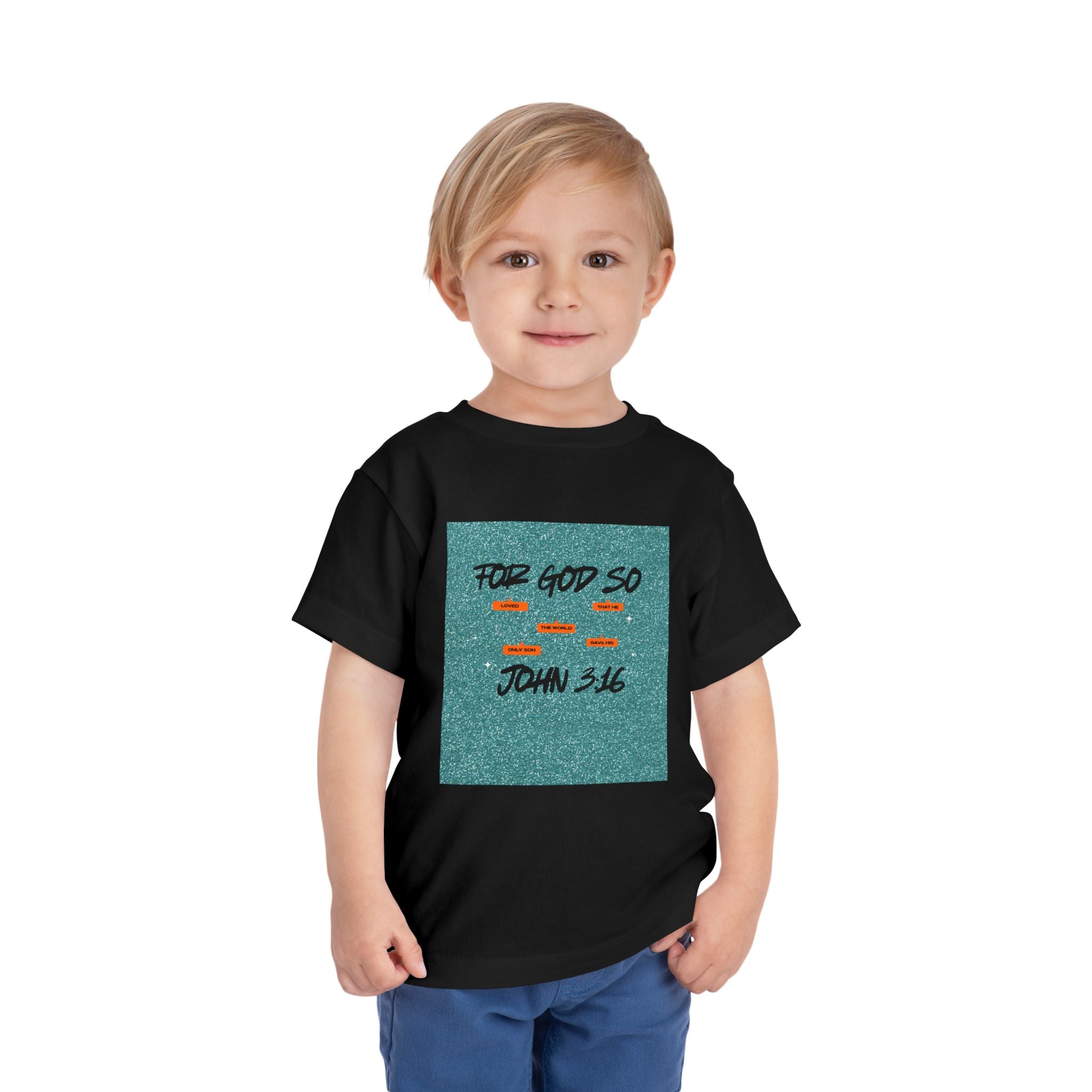 Toddler Tee — "For God So" John 3:16 Christian Kids Shirt