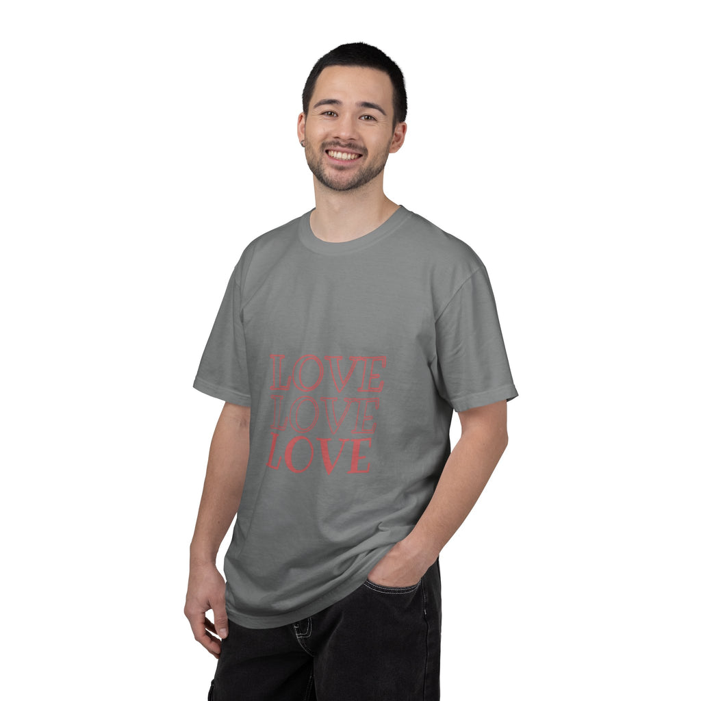 Love Love Love T-Shirt — Vintage Pink Stacked Text Tee