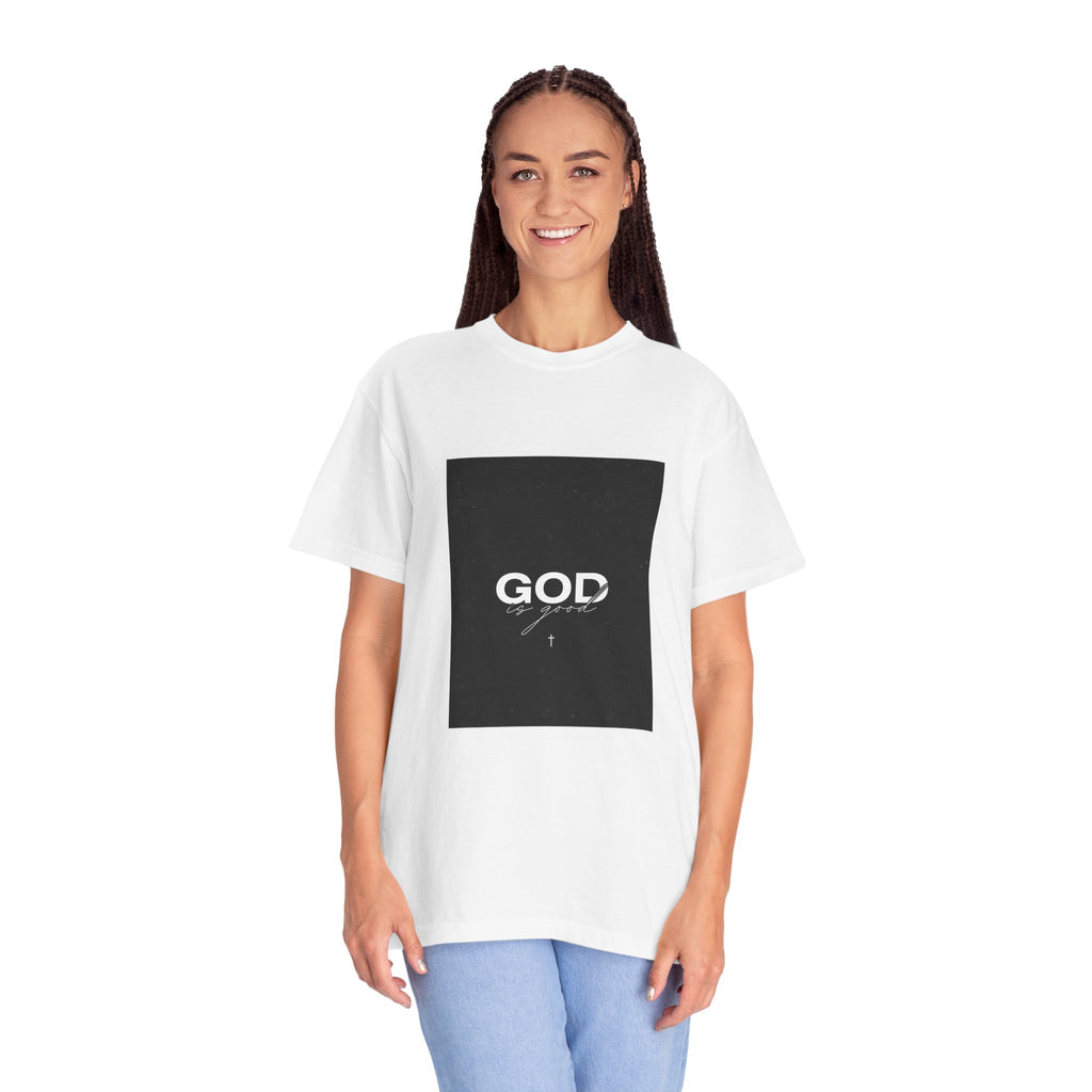 God Typography T-Shirt — Minimal Black Square Graphic Tee