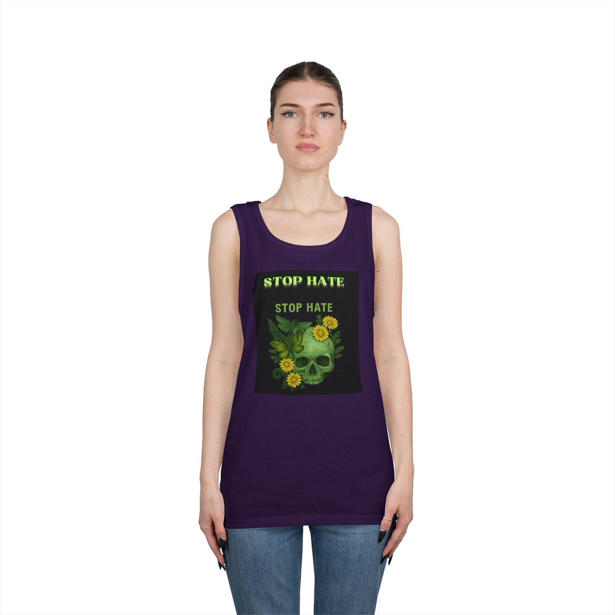 Stop Hate Floral Skull Tank Top — Anti-Hate Graphic Tank