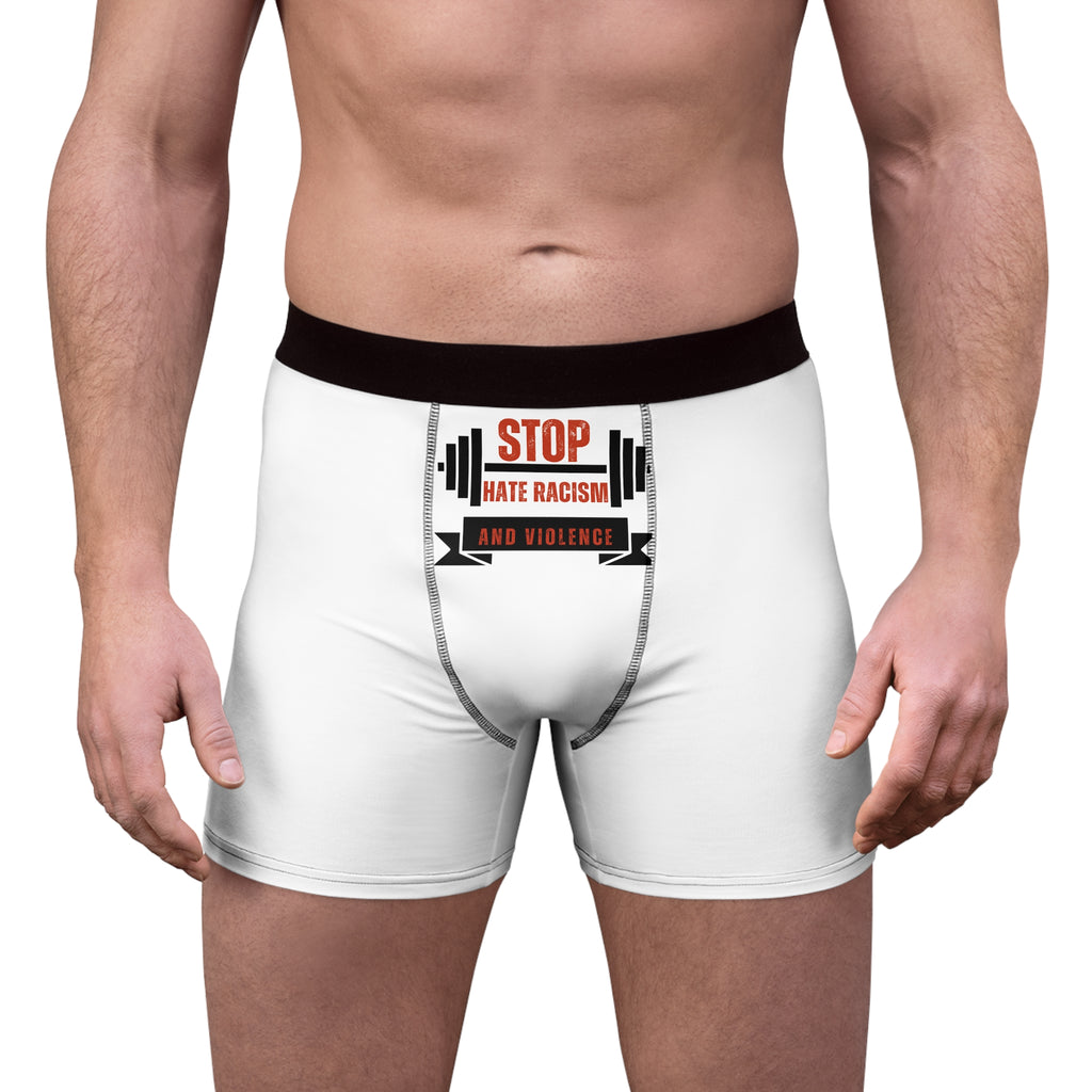 Stop Hate Racism Boxer Briefs — Anti-Racism Statement Men’s Underwear