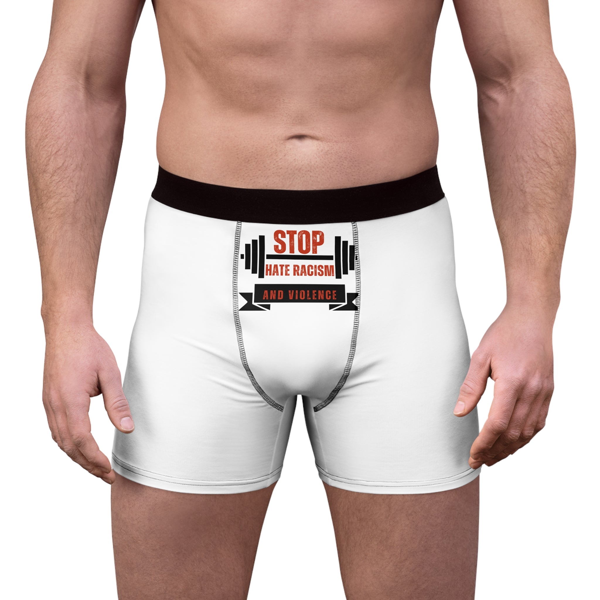 Stop Hate Racism Boxer Briefs — Anti-Racism Statement Men’s Underwear