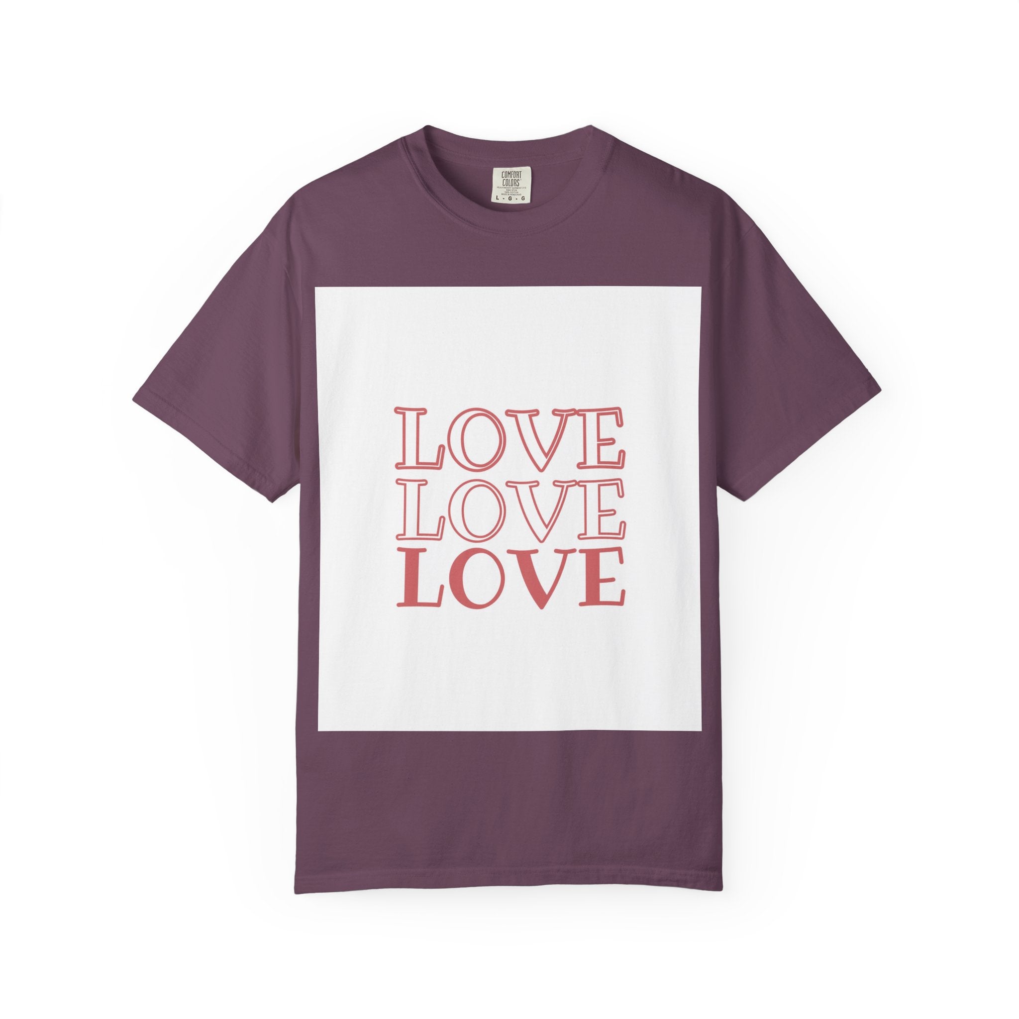Love Love Love T-Shirt — Vintage Pink Stacked Text Tee