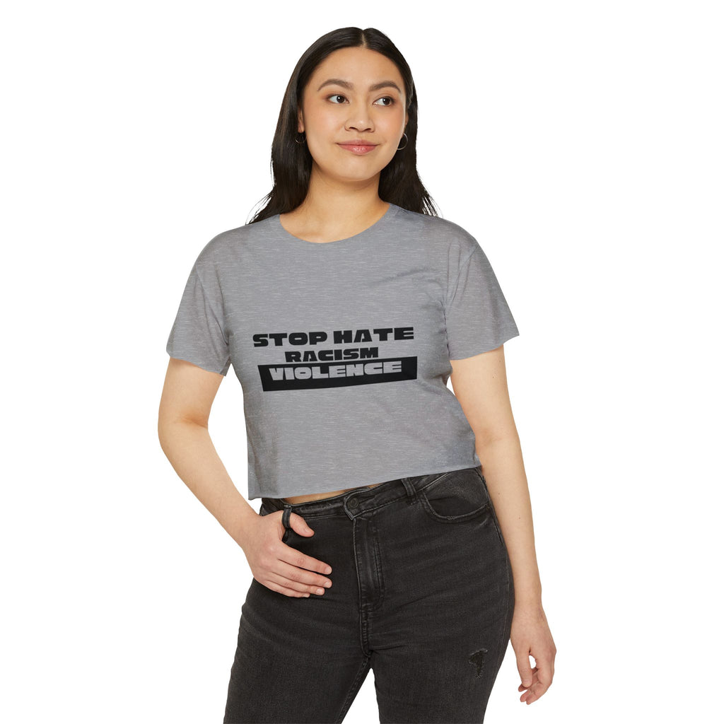 Stop Hate Racism Violence Crop Top — Women's Protest Festival Tee