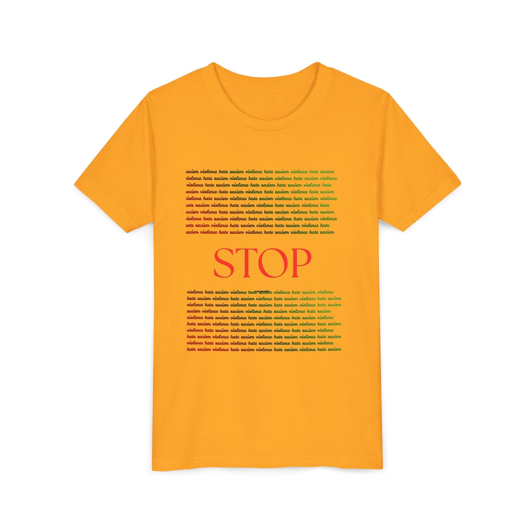 Youth Tee — Bold Yellow 'STOP' Graphic Kids T‑Shirt