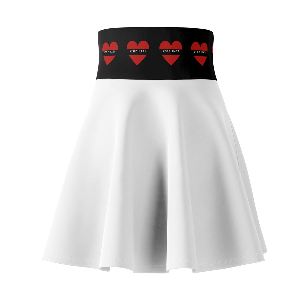 Skater Skirt — Black Waistband with Red Hearts “Stop Hate”