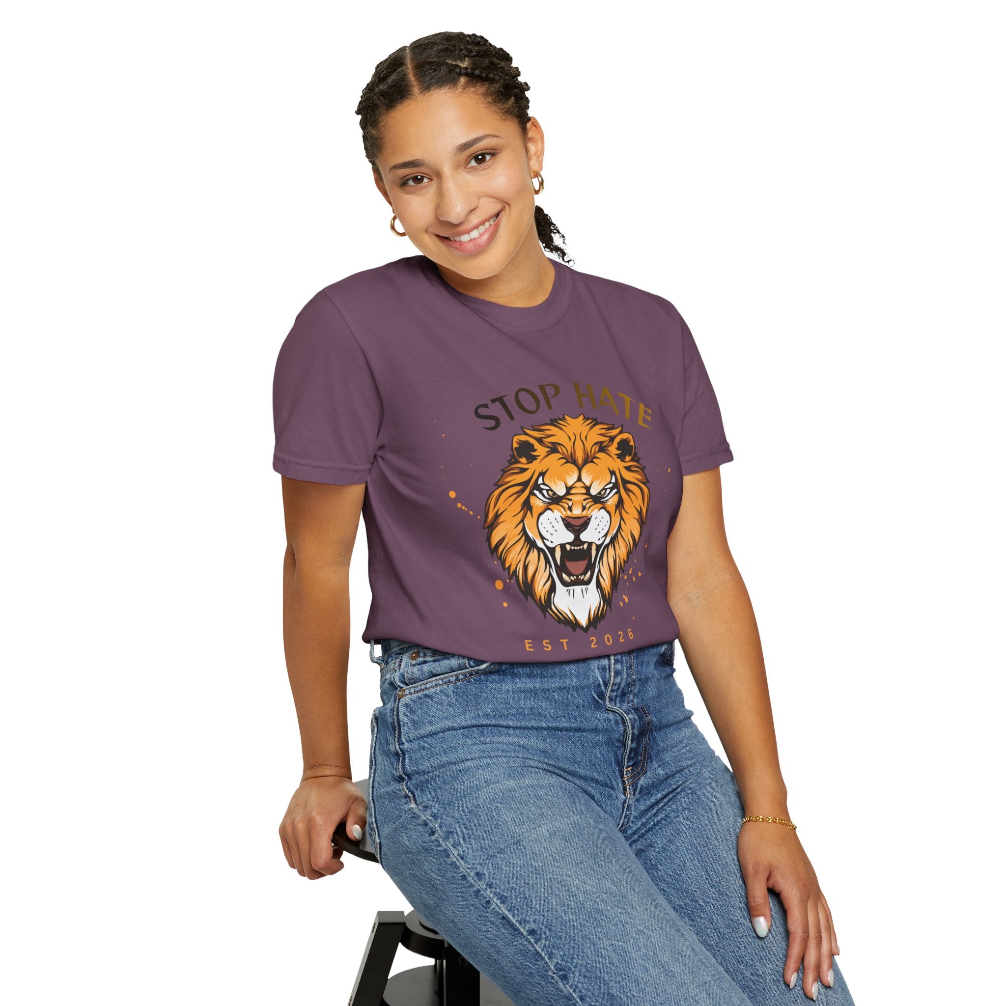 Stop Hate Lion T-Shirt — "Stop Racism and Violence" Statement Tee