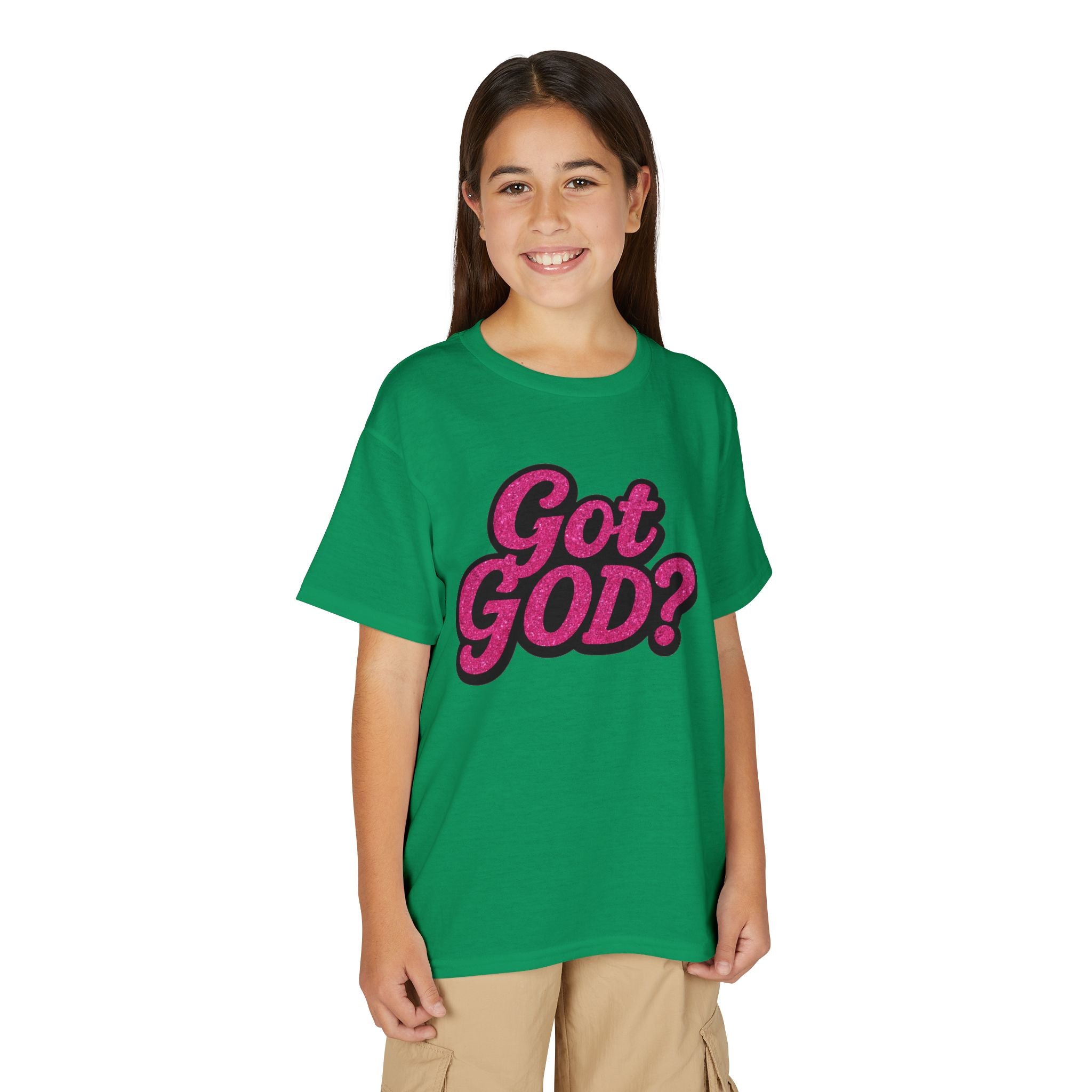Youth T-Shirt — "Got GOD?" Pink Retro Faith Graphic
