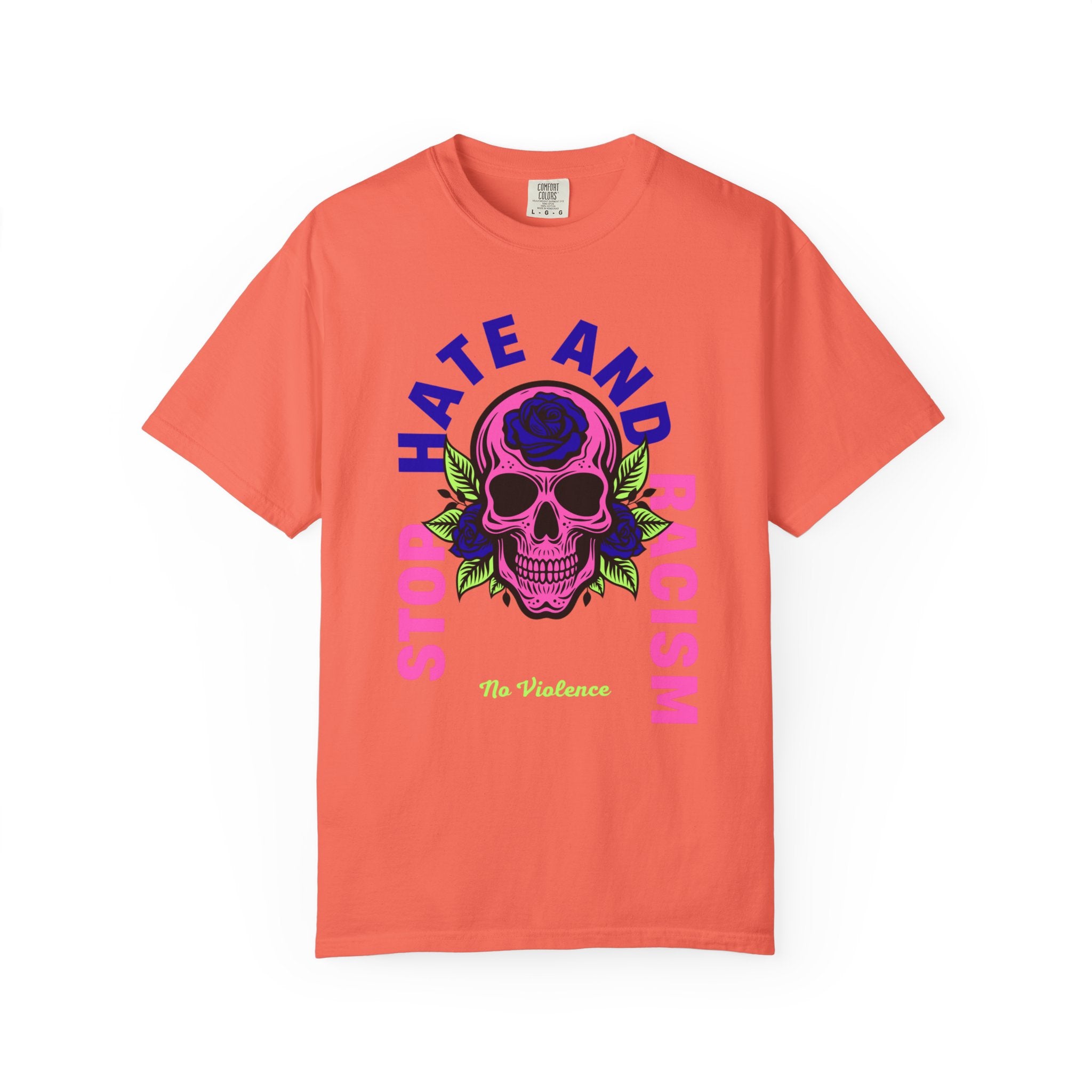 Stop Hate and Racism Skull T-Shirt — Anti-Racism Statement Tee