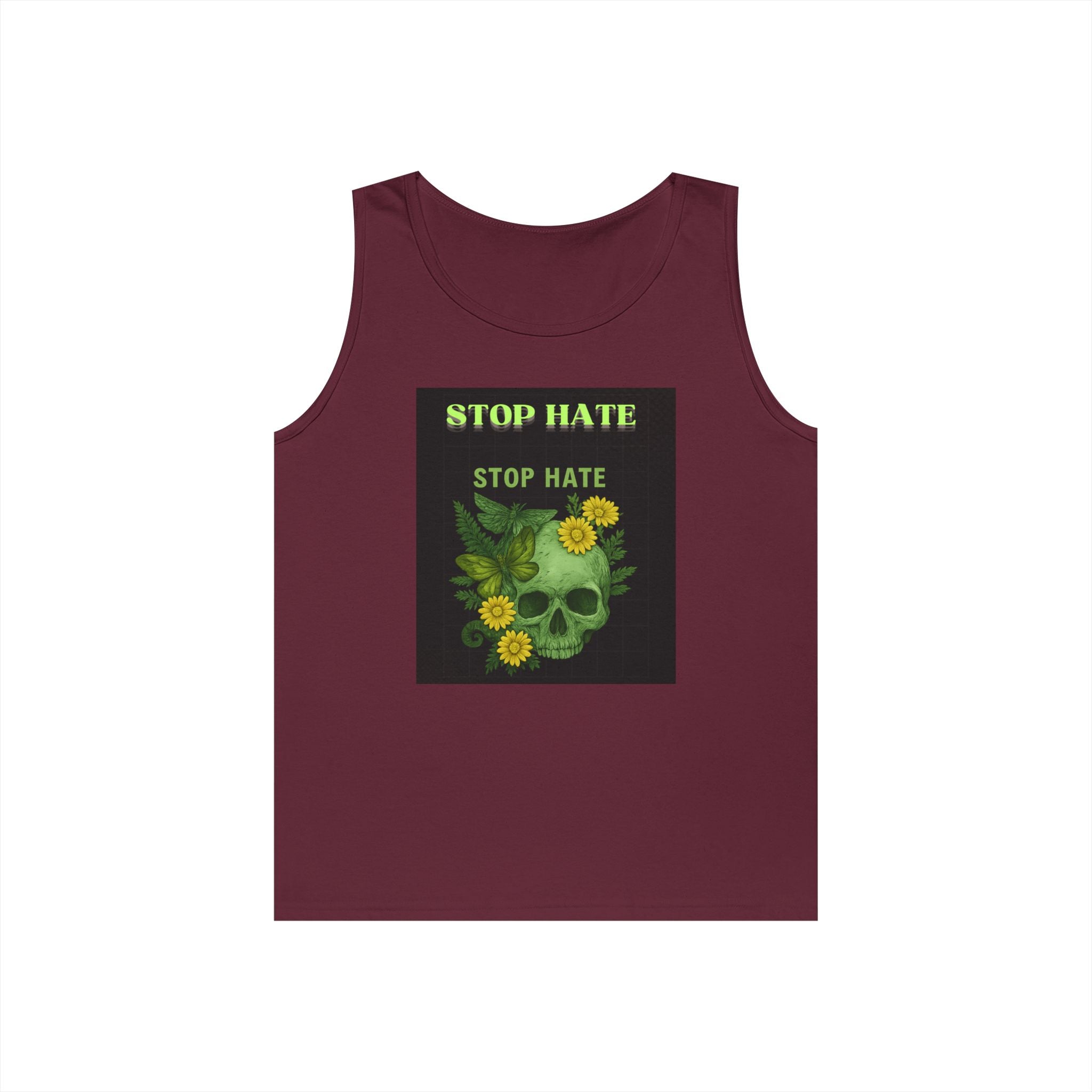 Stop Hate Floral Skull Tank Top — Anti-Hate Graphic Tank