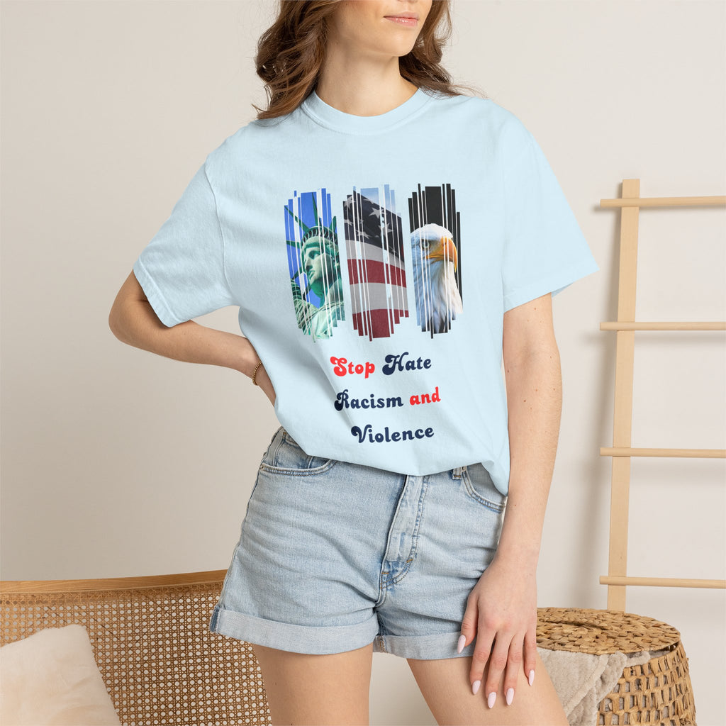 Patriotic 'Stop Hate Racism and Violence' T-Shirt