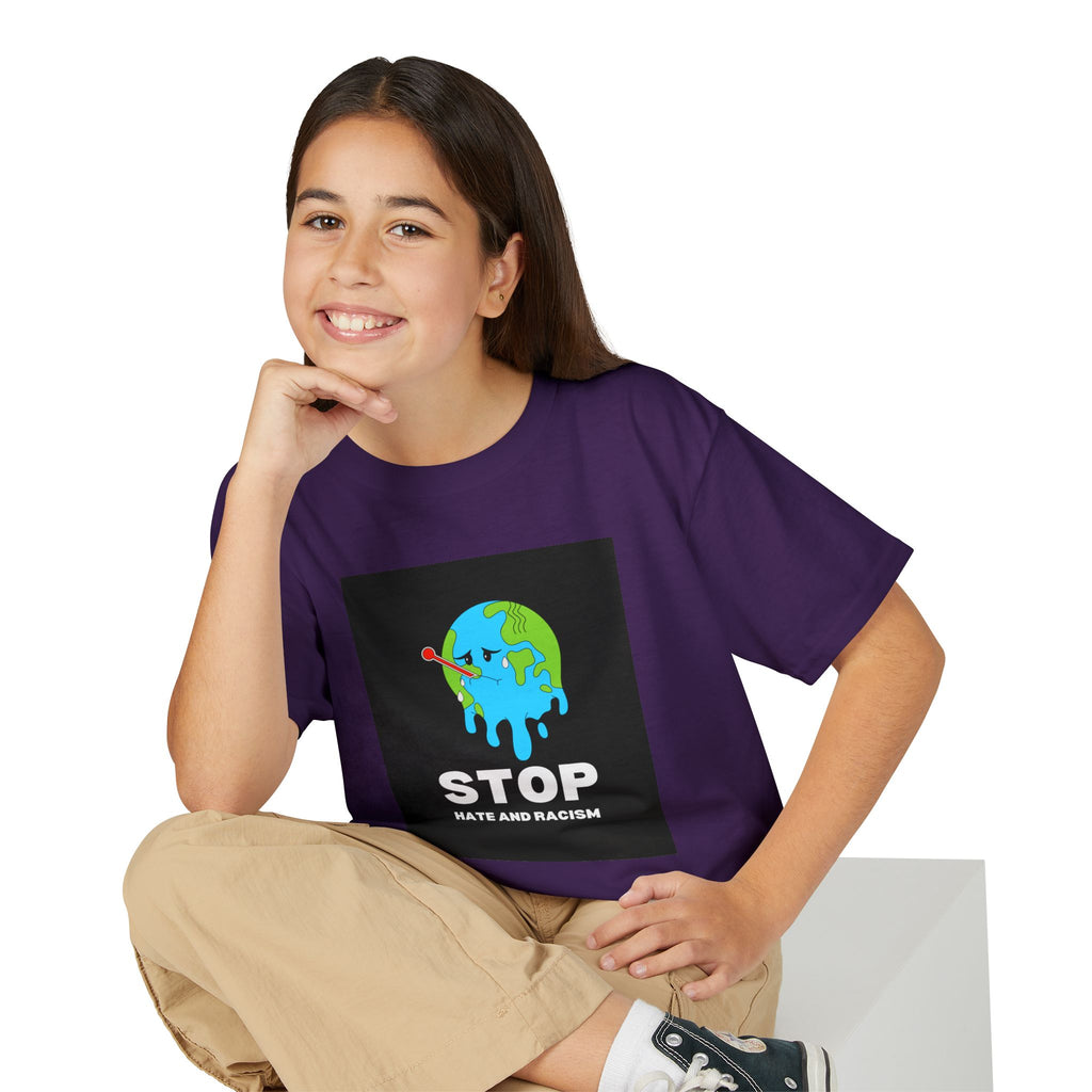 Youth T-Shirt — "STOP Hate and Racism" Earth Graphic Anti-Racism Tee