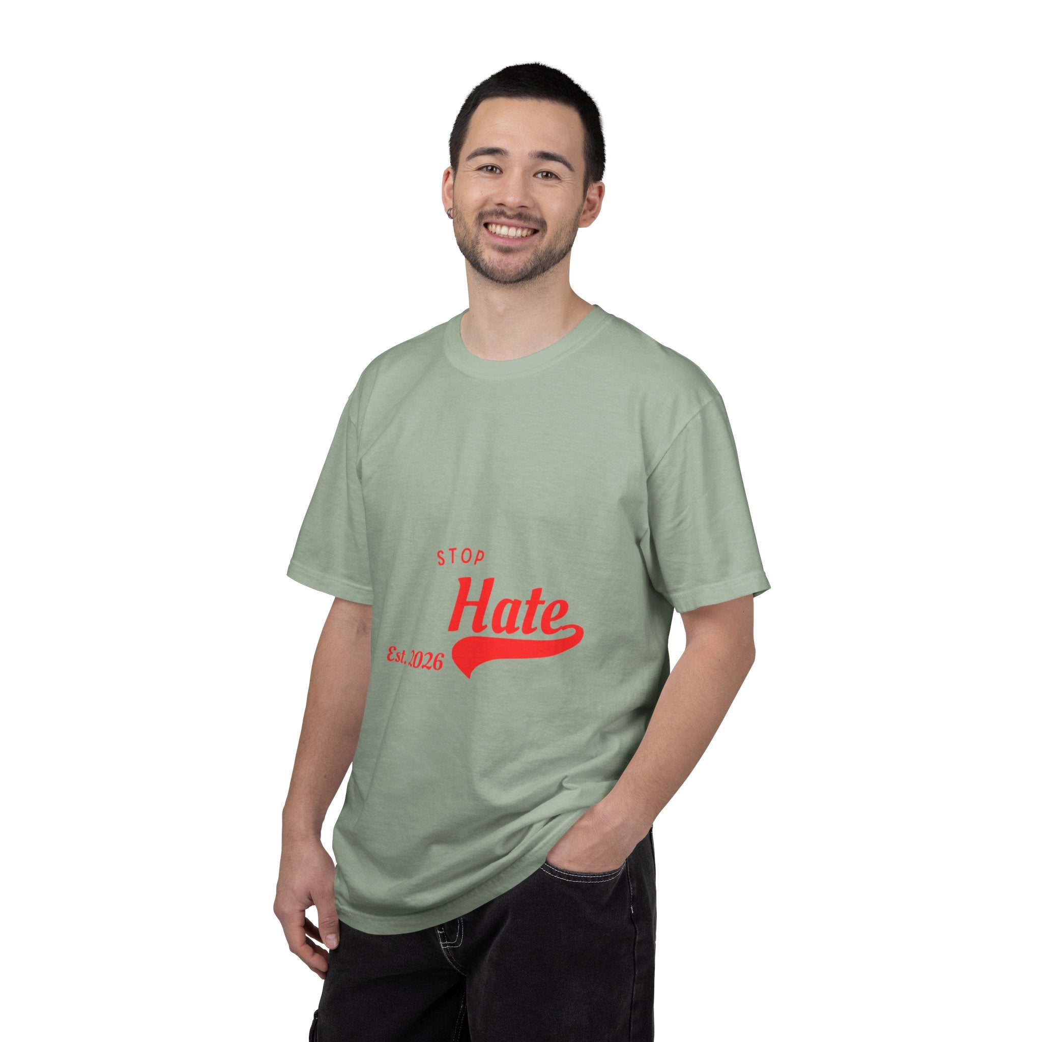Stop Hate T-Shirt — Retro Script 'Est. 2026' Anti-Hate Graphic Tee