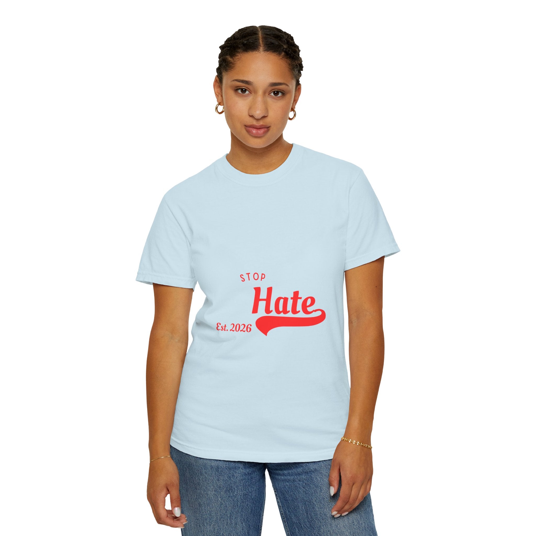 Stop Hate T-Shirt — Retro Script 'Est. 2026' Anti-Hate Graphic Tee