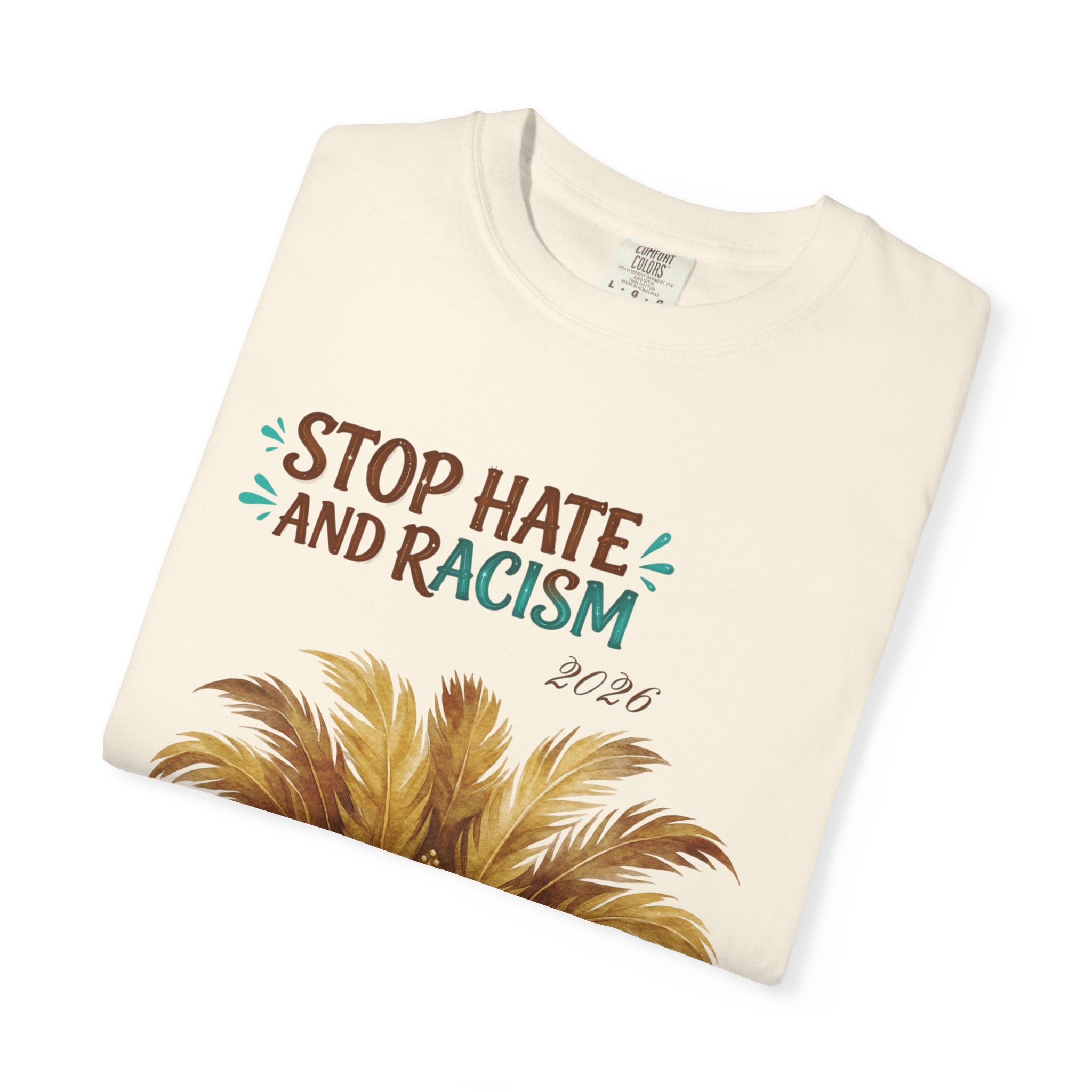 Stop Hate and Racism T-Shirt — Mardi Gras Mask Anti-Racism Tee