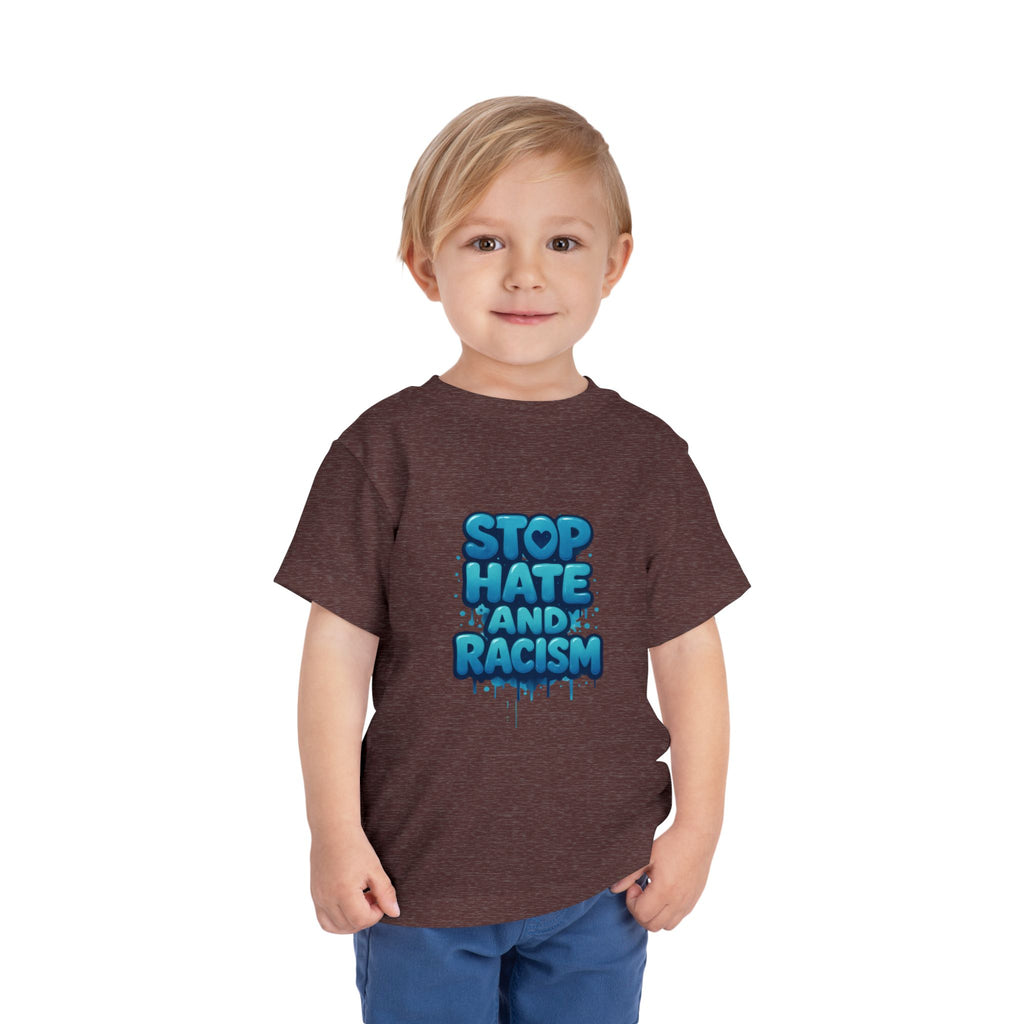 Stop Hate and Racism Toddler Tee — Blue Graffiti Anti-Racism Shirt