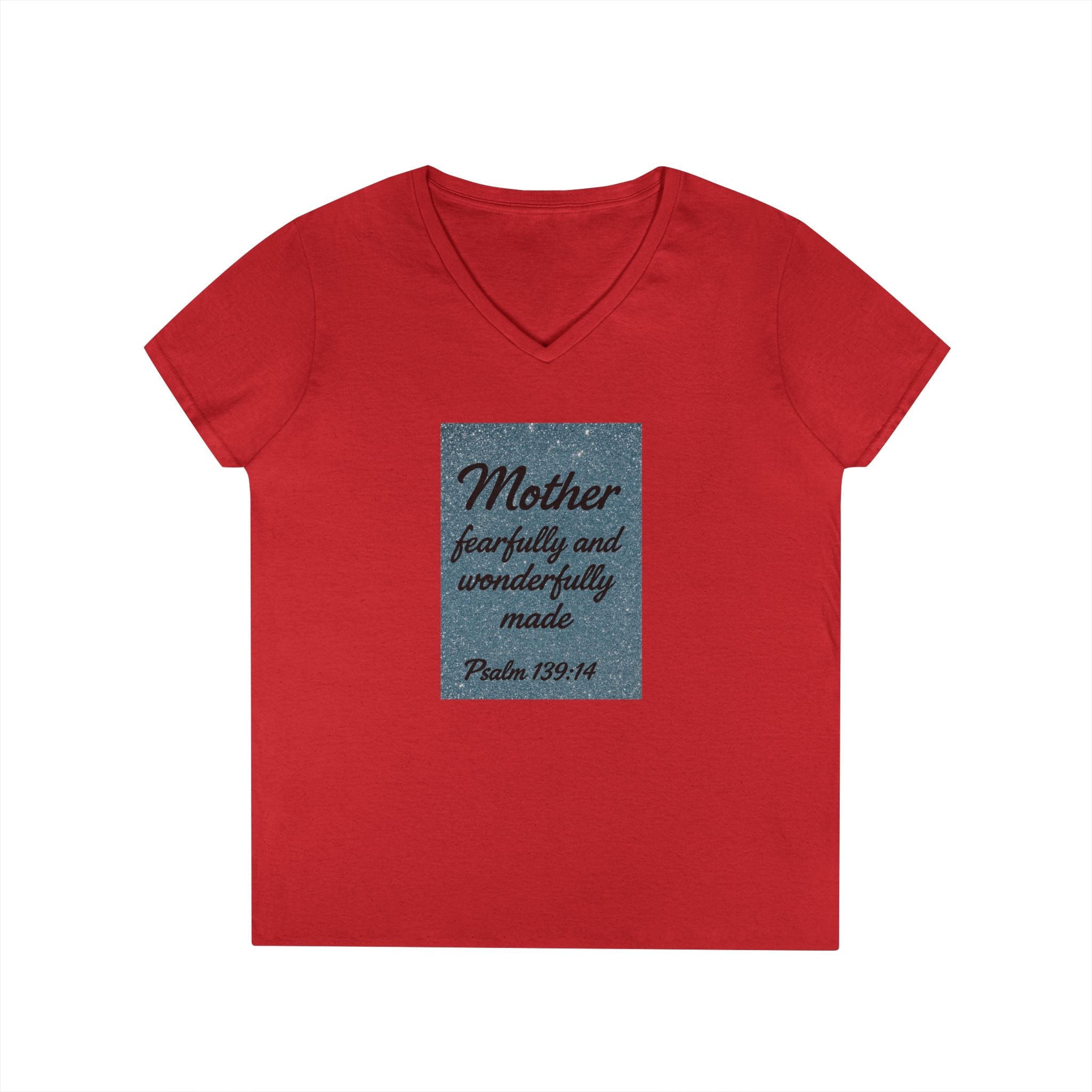 Mother 'Fearfully and Wonderfully Made' V‑Neck Tee — Psalm 139:14 Christian Mom Shirt