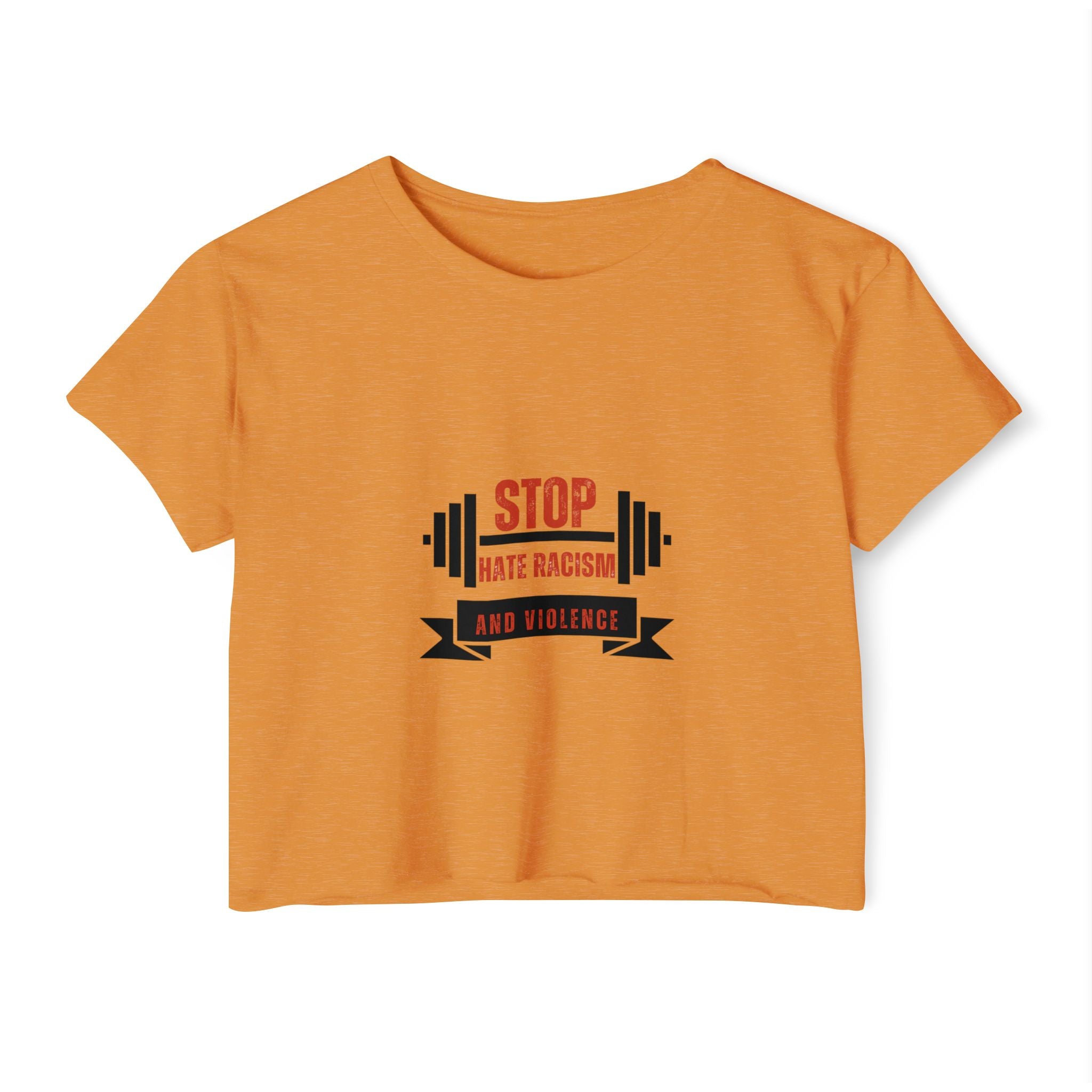 Crop Top — "Stop Hate Racism and Violence" Graphic Festival Tee