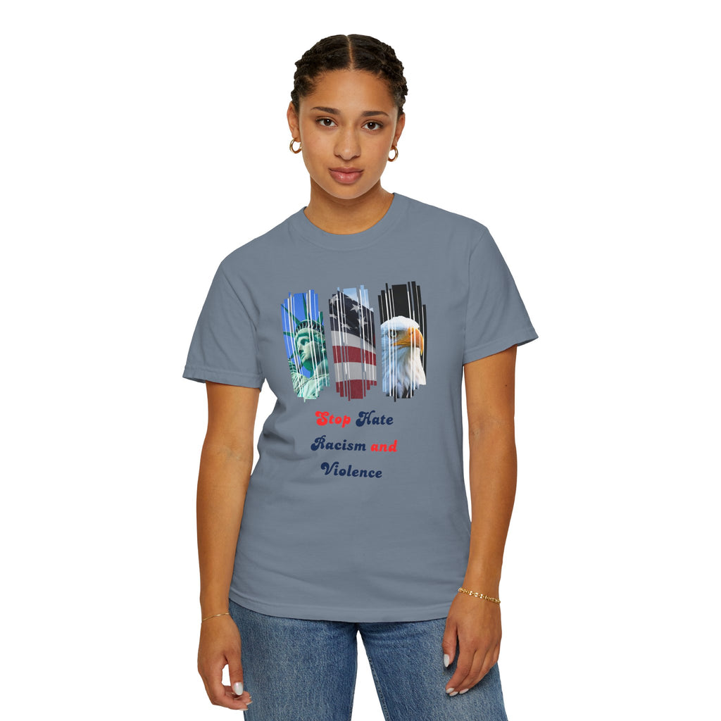 Patriotic 'Stop Hate Racism and Violence' T-Shirt