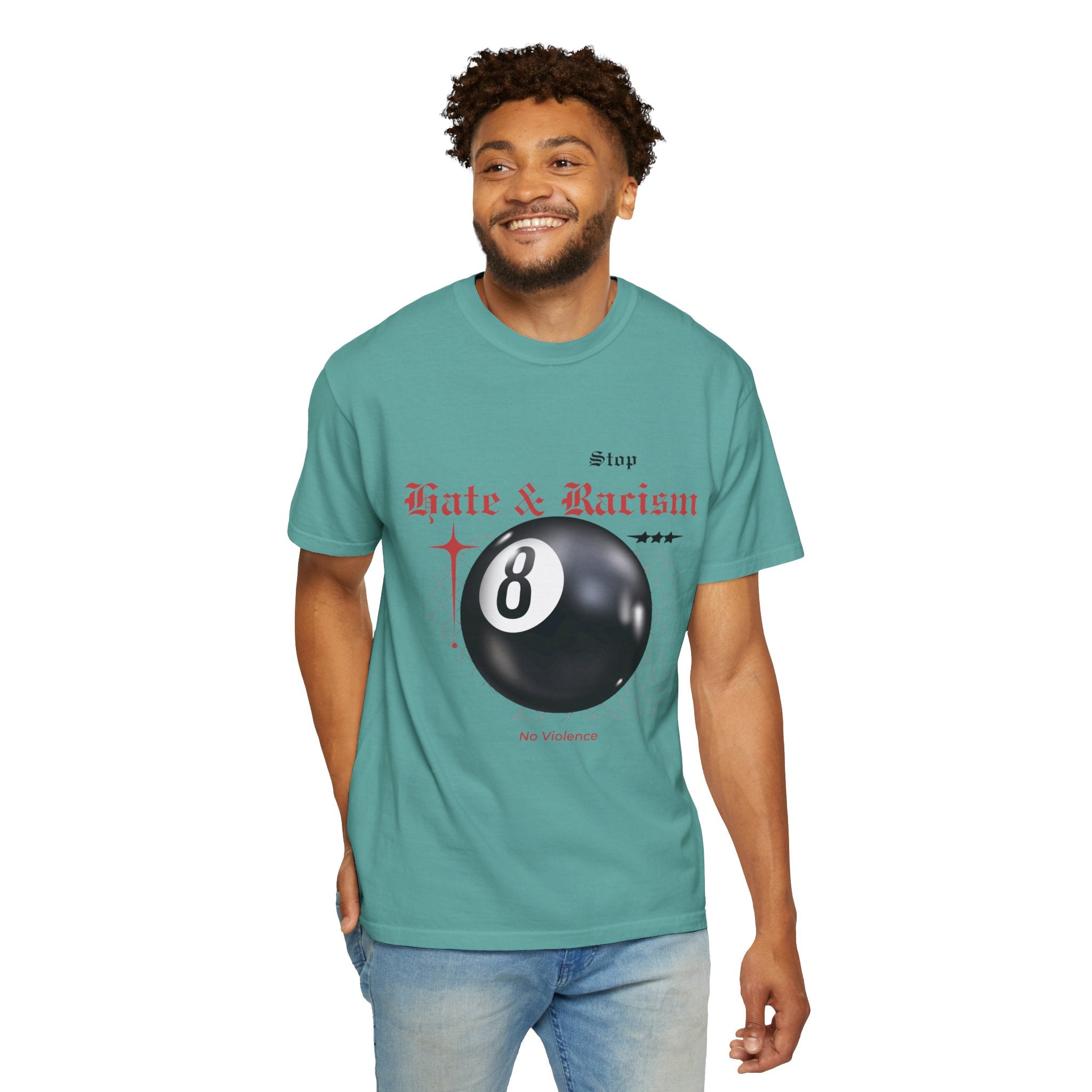 Anti-Racism 8-Ball T-Shirt — Stop Hate & Racism Graphic Tee