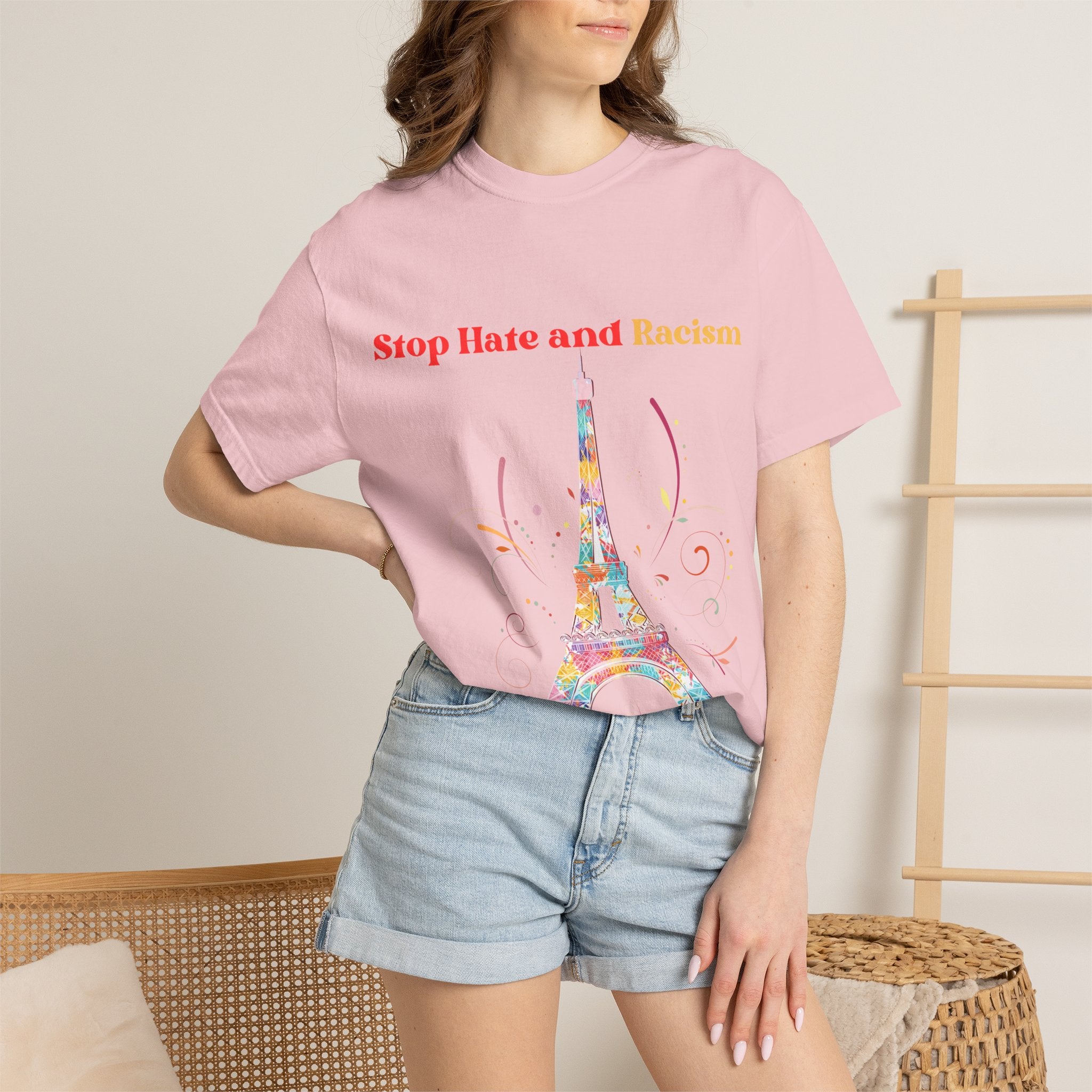 Stop Hate and Racism Eiffel Tower T-Shirt