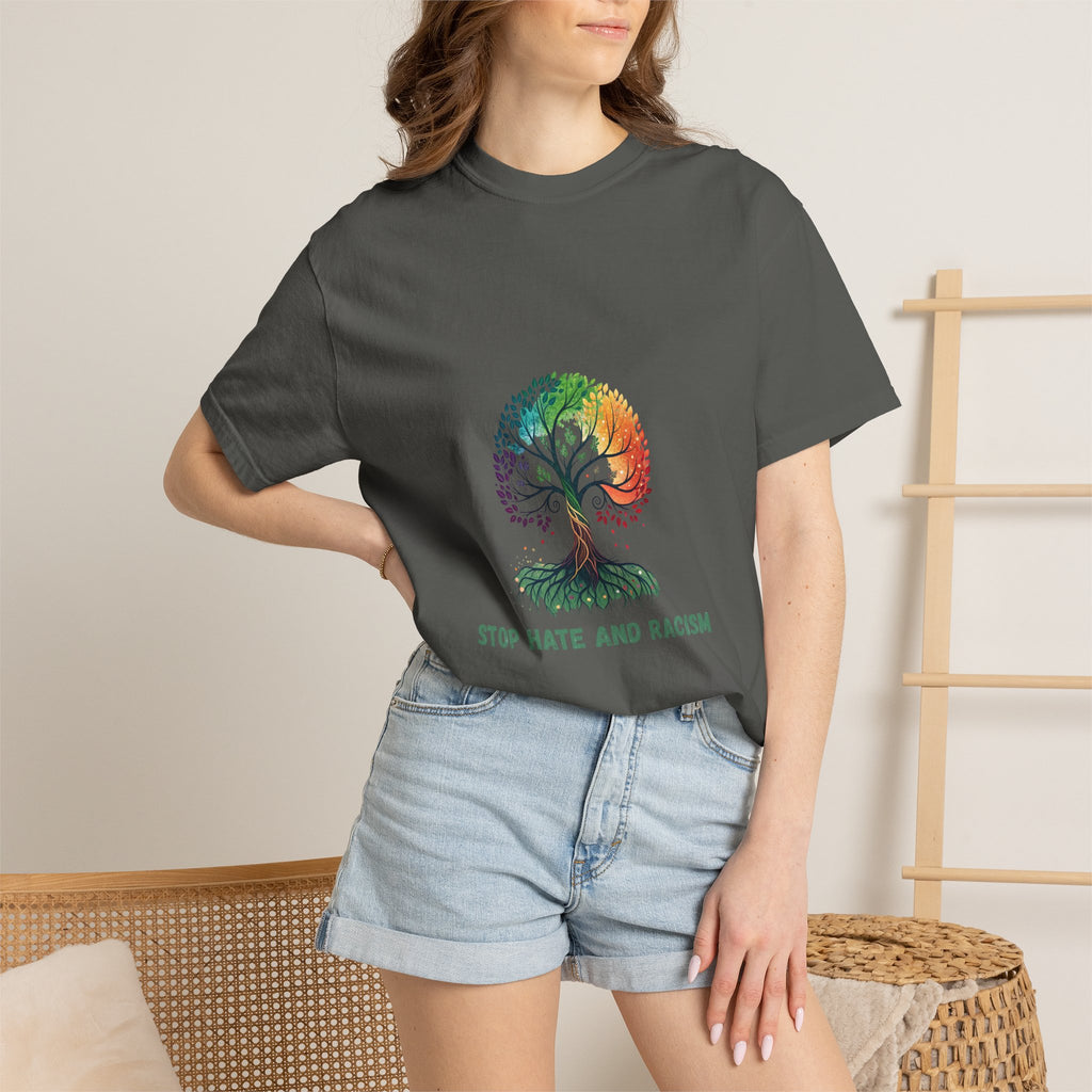 Stop Hate and Racism Tree T-Shirt — Rainbow Unity Tee