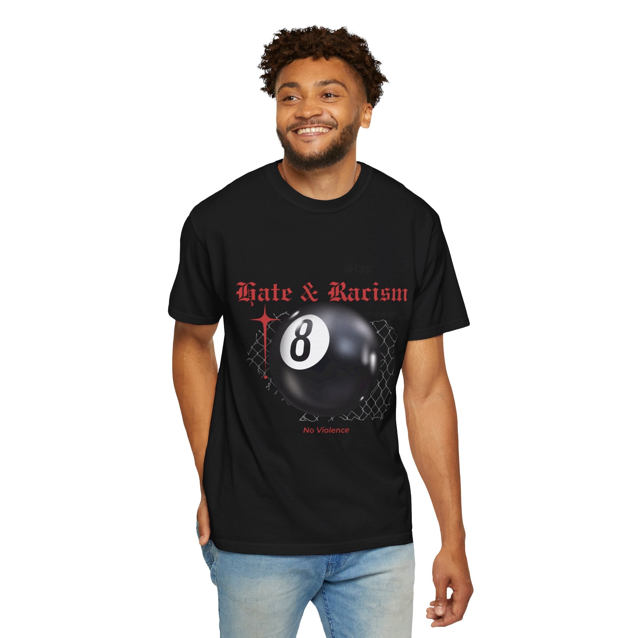 Anti-Racism 8-Ball T-Shirt — Stop Hate & Racism Graphic Tee
