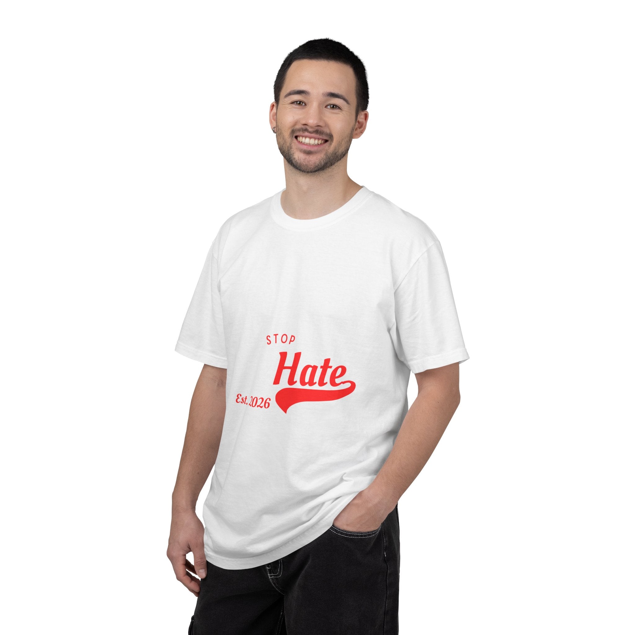 Stop Hate T-Shirt — Retro Script 'Est. 2026' Anti-Hate Graphic Tee