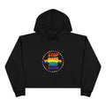 Stop Hate and Racism Crop Hoodie — Rainbow Pride Social Justice Statement Top