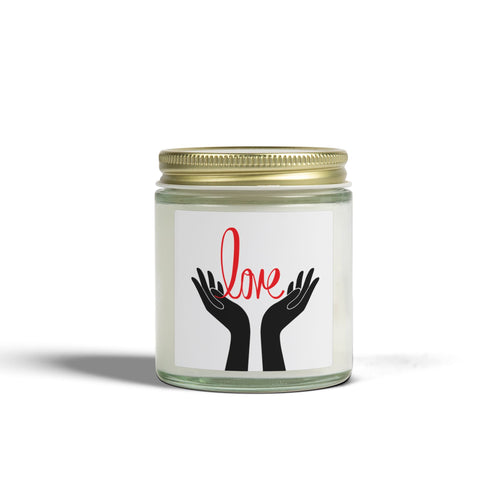 Coconut Apricot Scented Candle — 'Love' Hands Jar (4oz & 9oz)