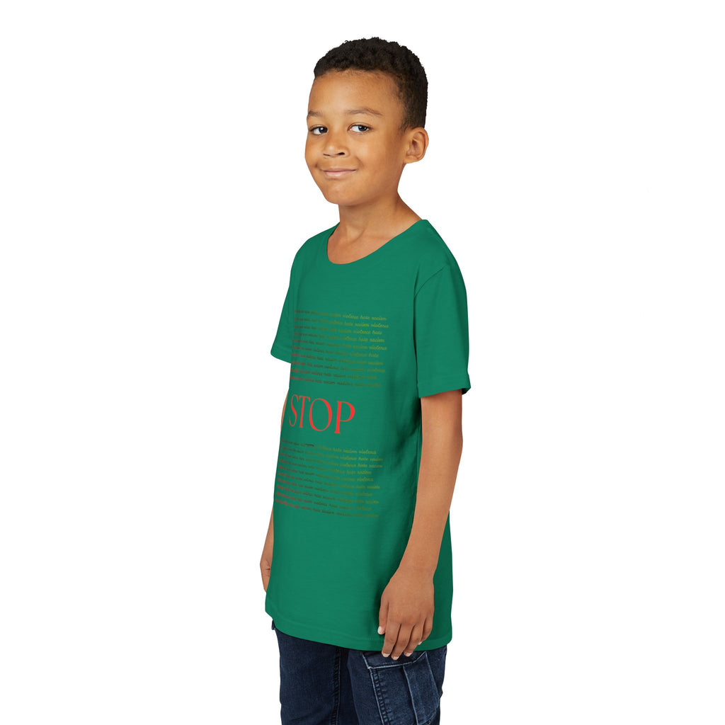 Youth Tee — Bold Yellow 'STOP' Graphic Kids T‑Shirt