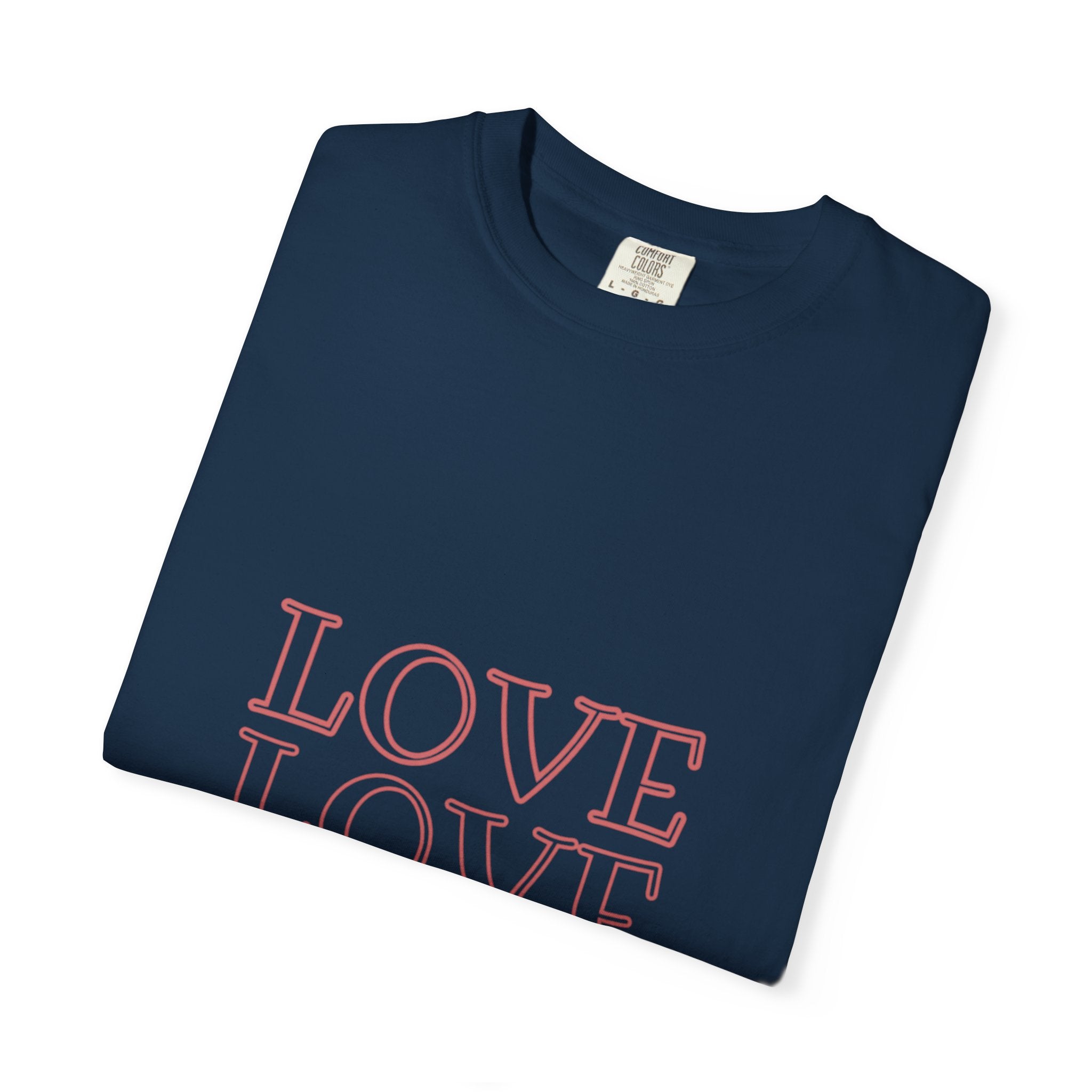 Love Love Love T-Shirt — Vintage Pink Stacked Text Tee