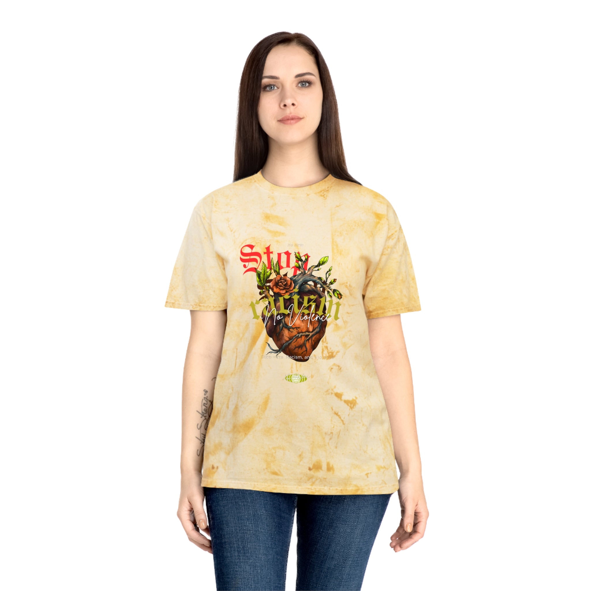 Vintage Heart & Rose Graphic T-Shirt — "Stay Alive" Acid Wash Tee