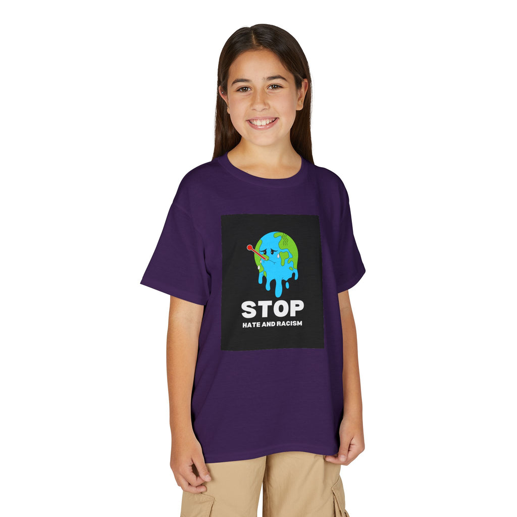 Youth T-Shirt — "STOP Hate and Racism" Earth Graphic Anti-Racism Tee