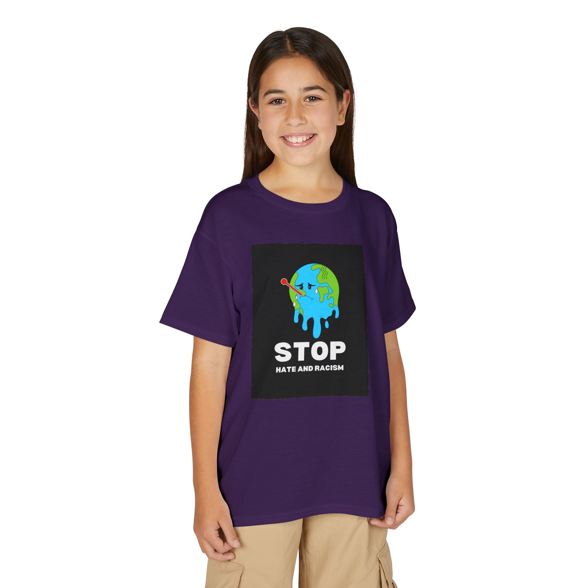 Youth T-Shirt — "STOP Hate and Racism" Earth Graphic Anti-Racism Tee