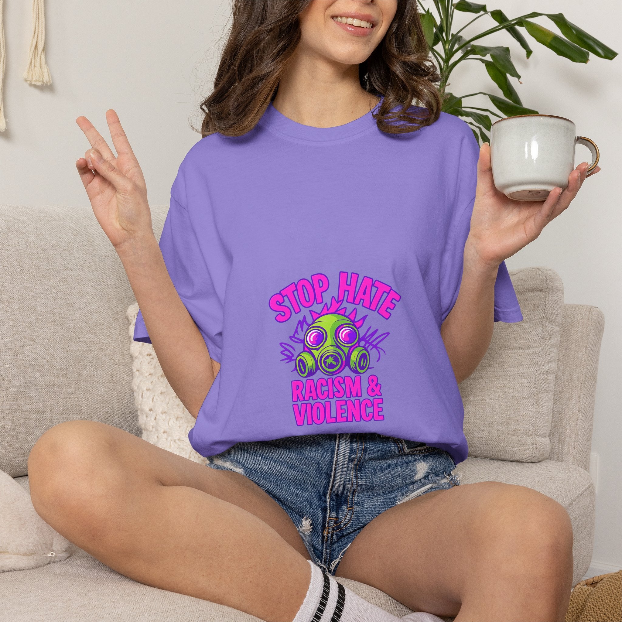 Stop Hate Racing & Violence T-Shirt — Anti-Hate Graphic Tee