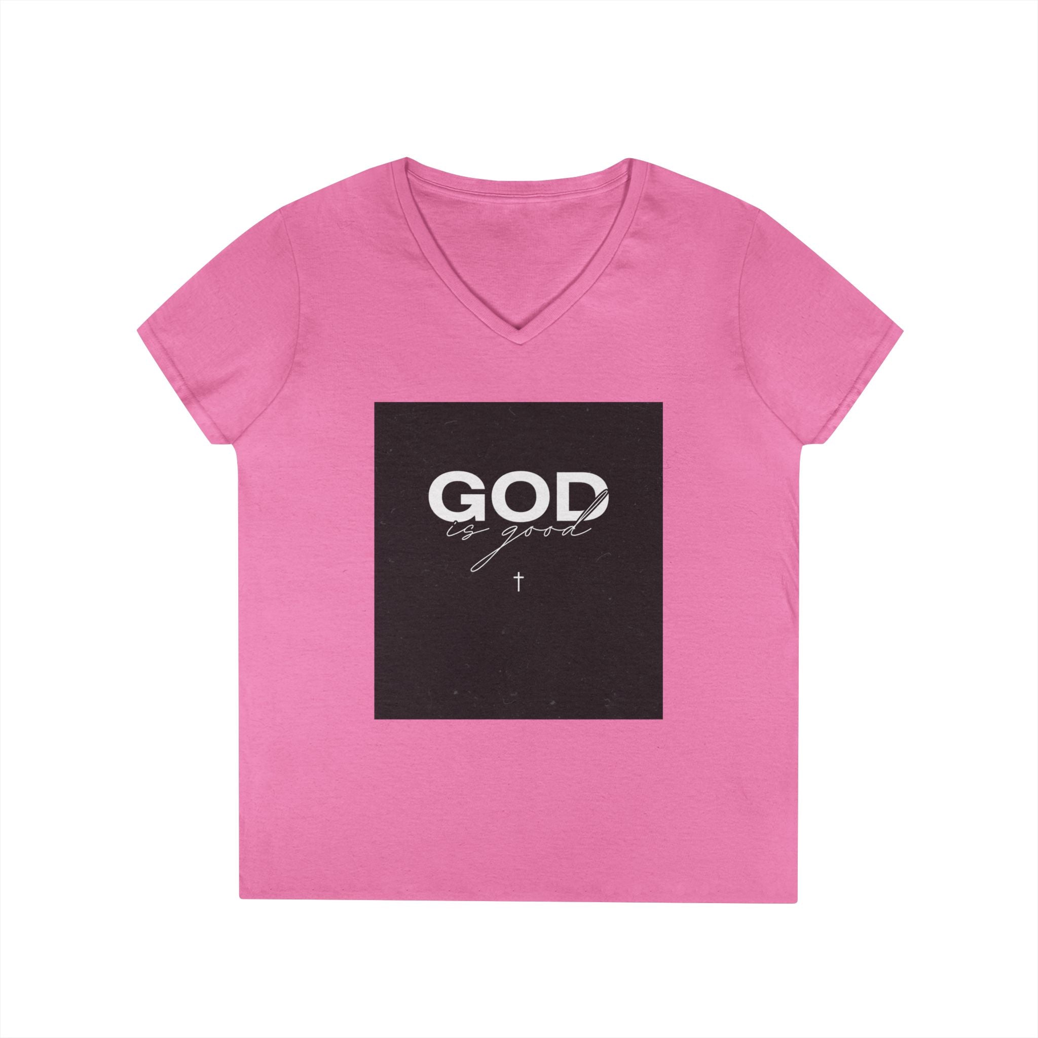 Faith Graphic V-Neck Tee — "GOD" Script Design