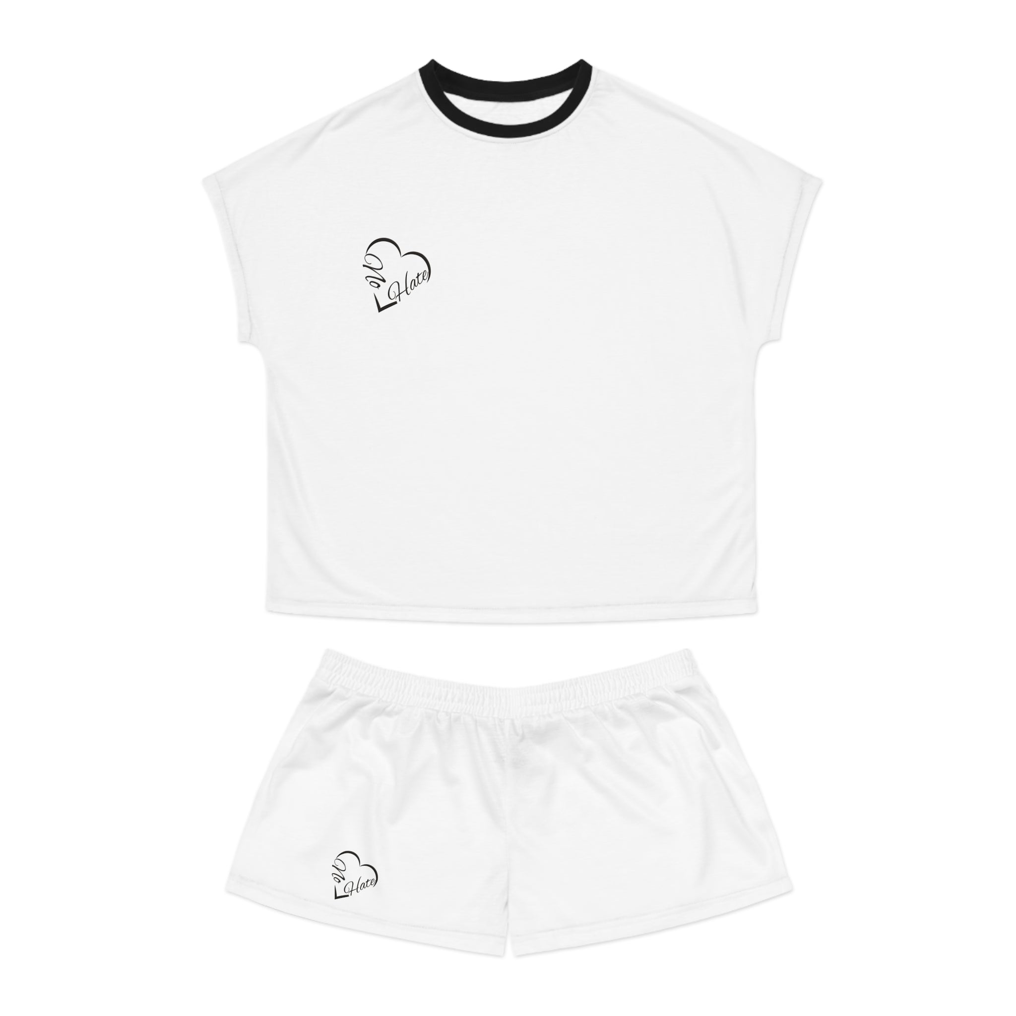 Women’s Pajama Short Set — Minimal Heart 'Love' Sleepwear