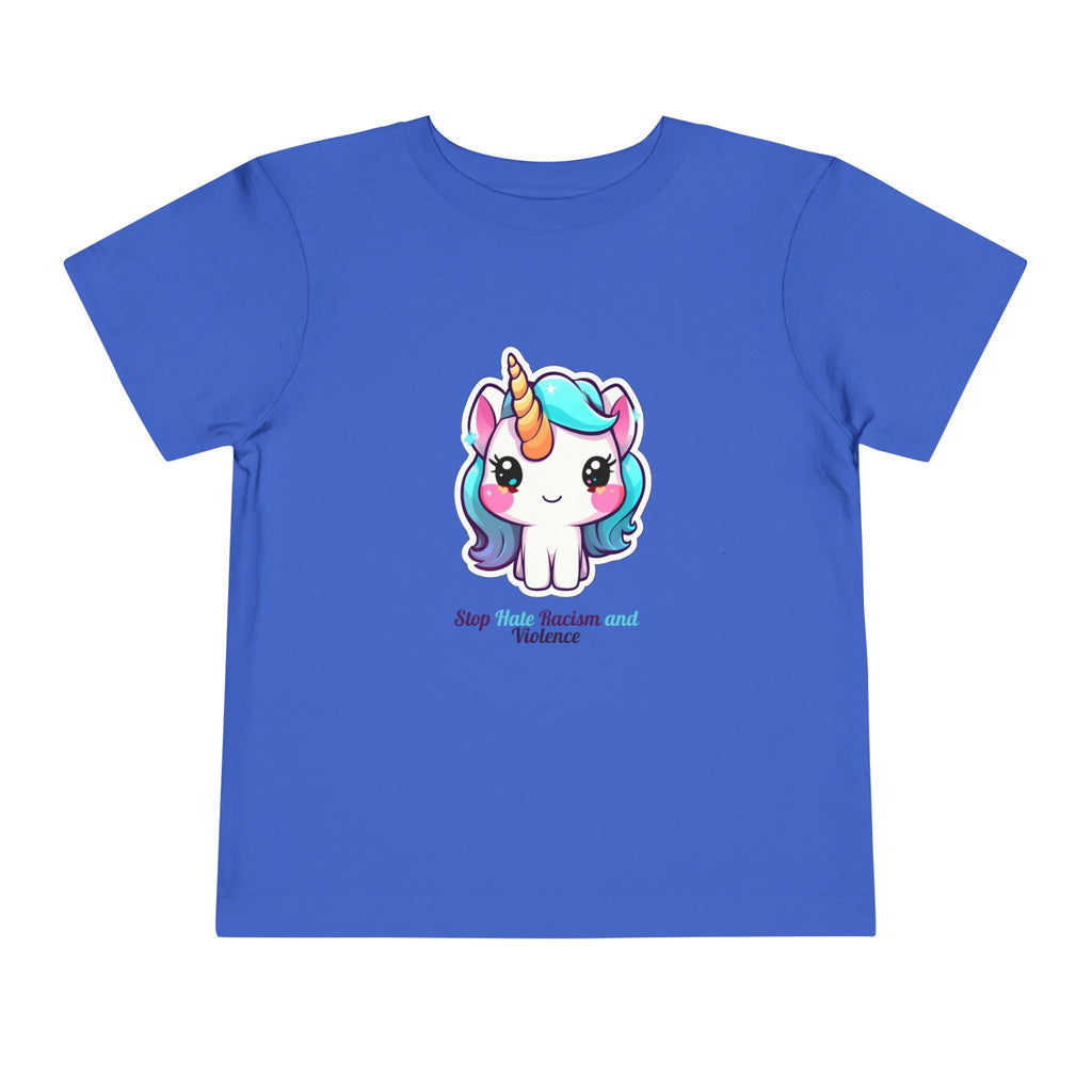 Toddler Tee — Cute Rainbow Unicorn "Stay Positive and Believe" Kids Shirt