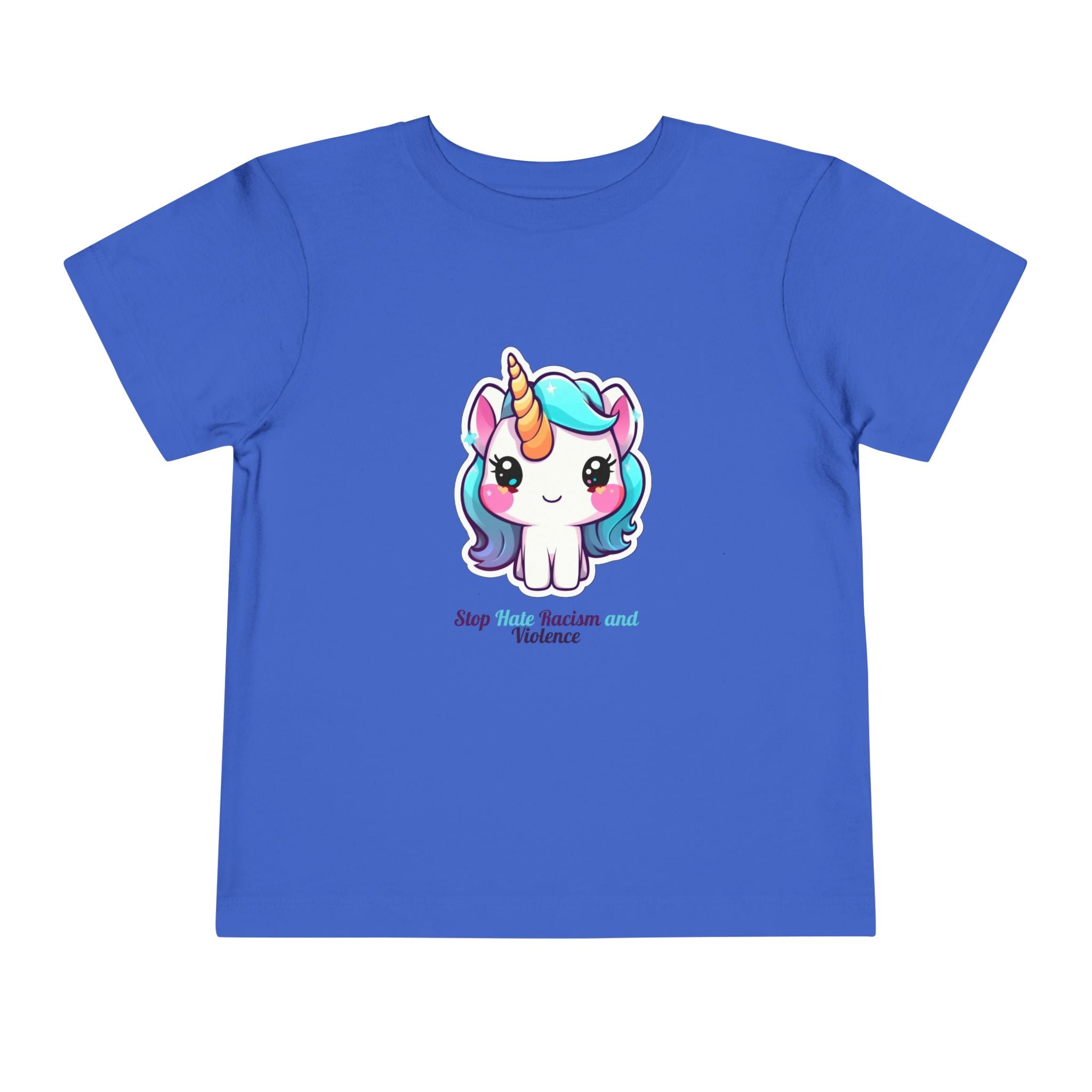 Toddler Tee — Cute Rainbow Unicorn "Stay Positive and Believe" Kids Shirt