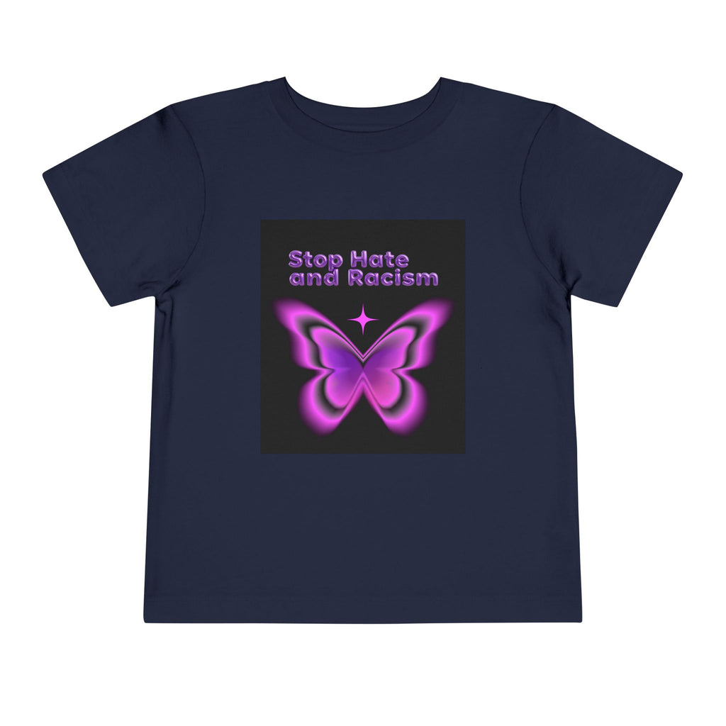 Stop Hate and Racism Toddler Tee — Purple Butterfly Anti-Racism Shirt