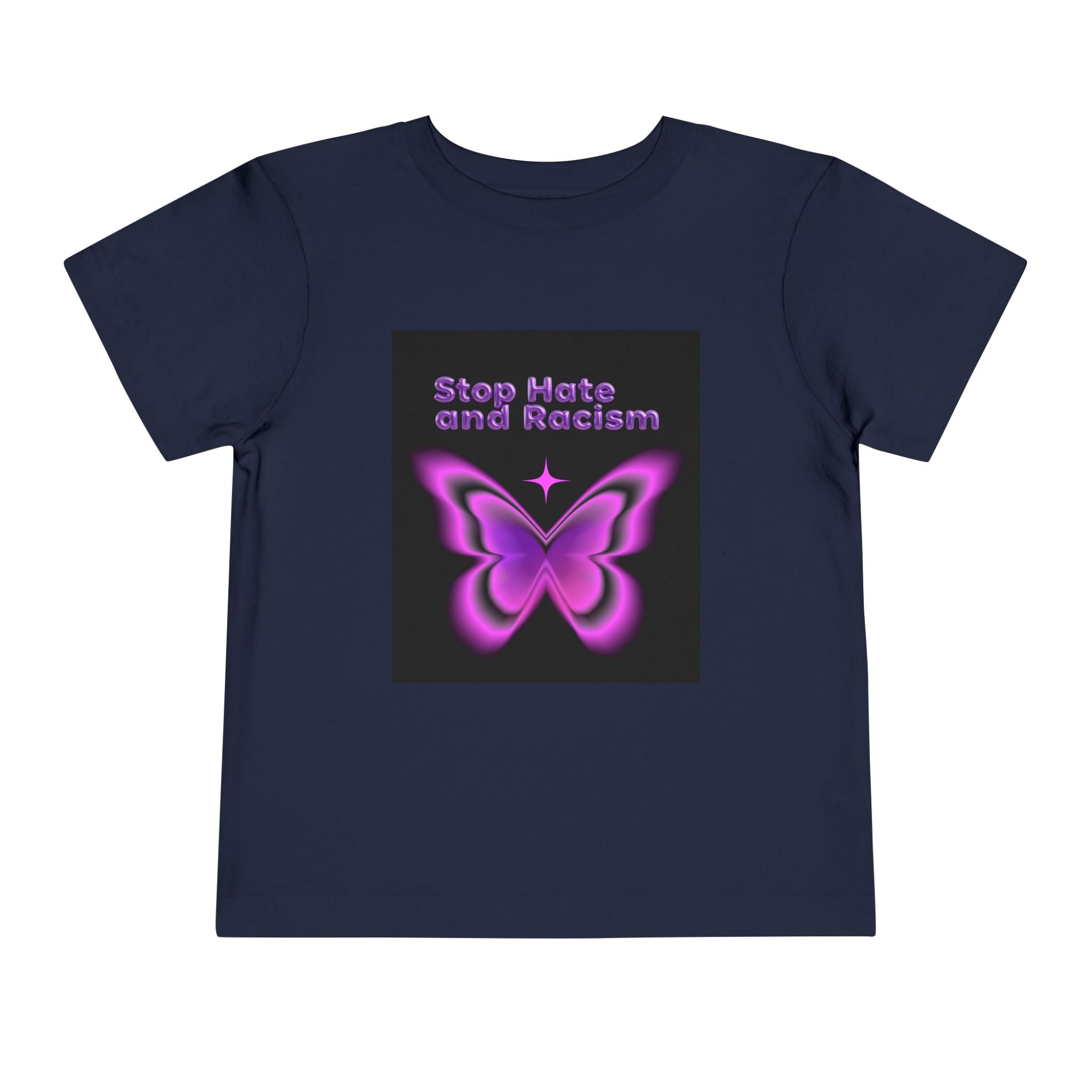 Stop Hate and Racism Toddler Tee — Purple Butterfly Anti-Racism Shirt