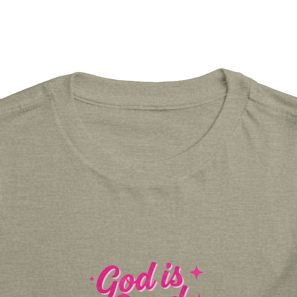 Toddler Tee – "God is Good Time" Pink Script Christian Kids Shirt
