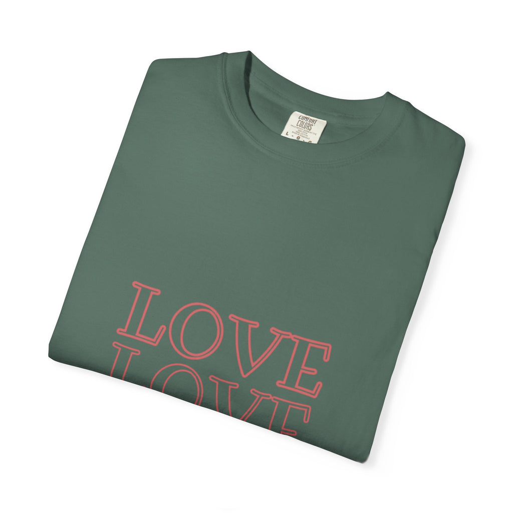 Love Love Love T-Shirt — Vintage Pink Stacked Text Tee