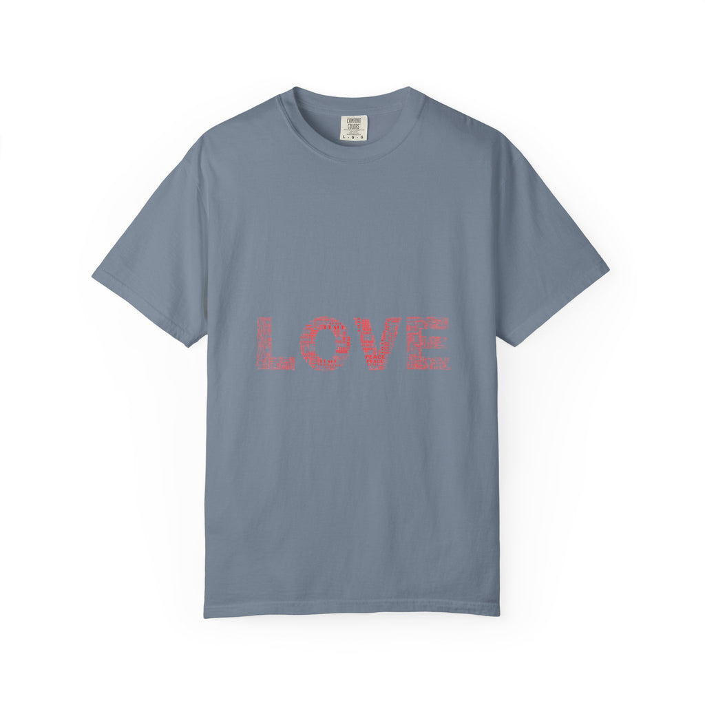 LOVE Graphic T-Shirt — Pink Floral Text Tee for Valentine’s Day & Everyday